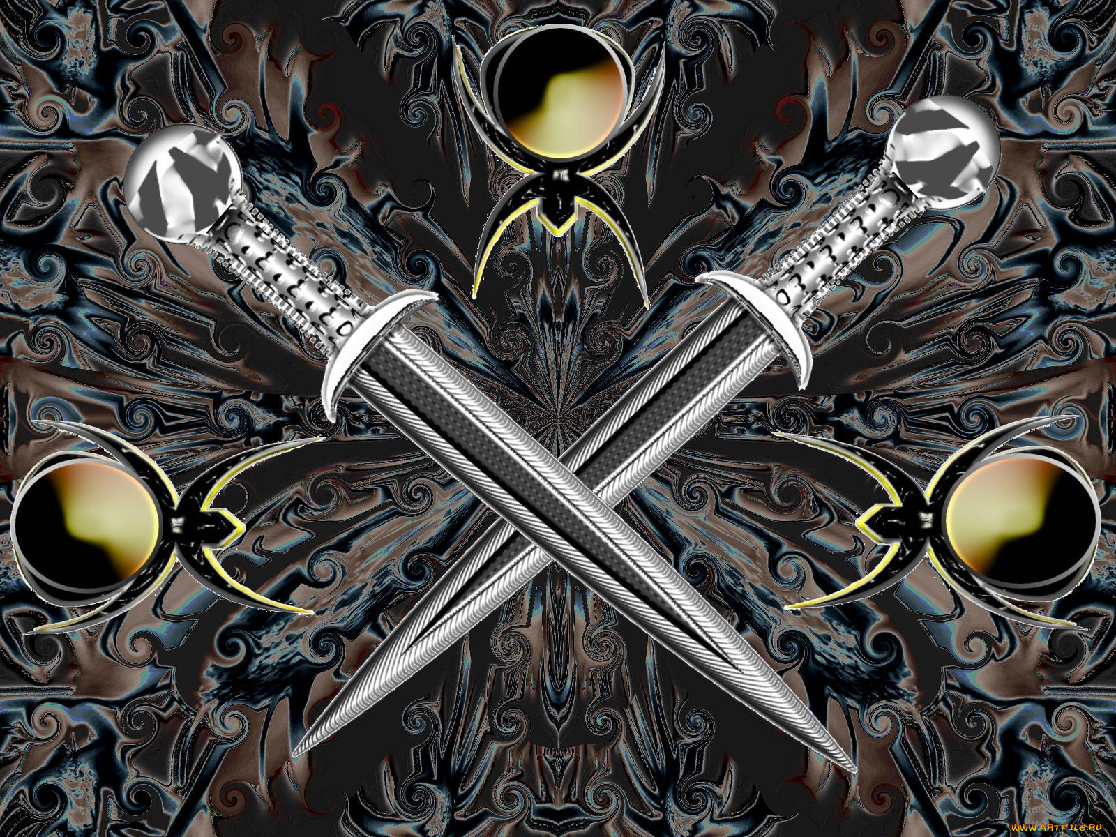 3д, графика, fractal, фракталы, фрактал, мечи