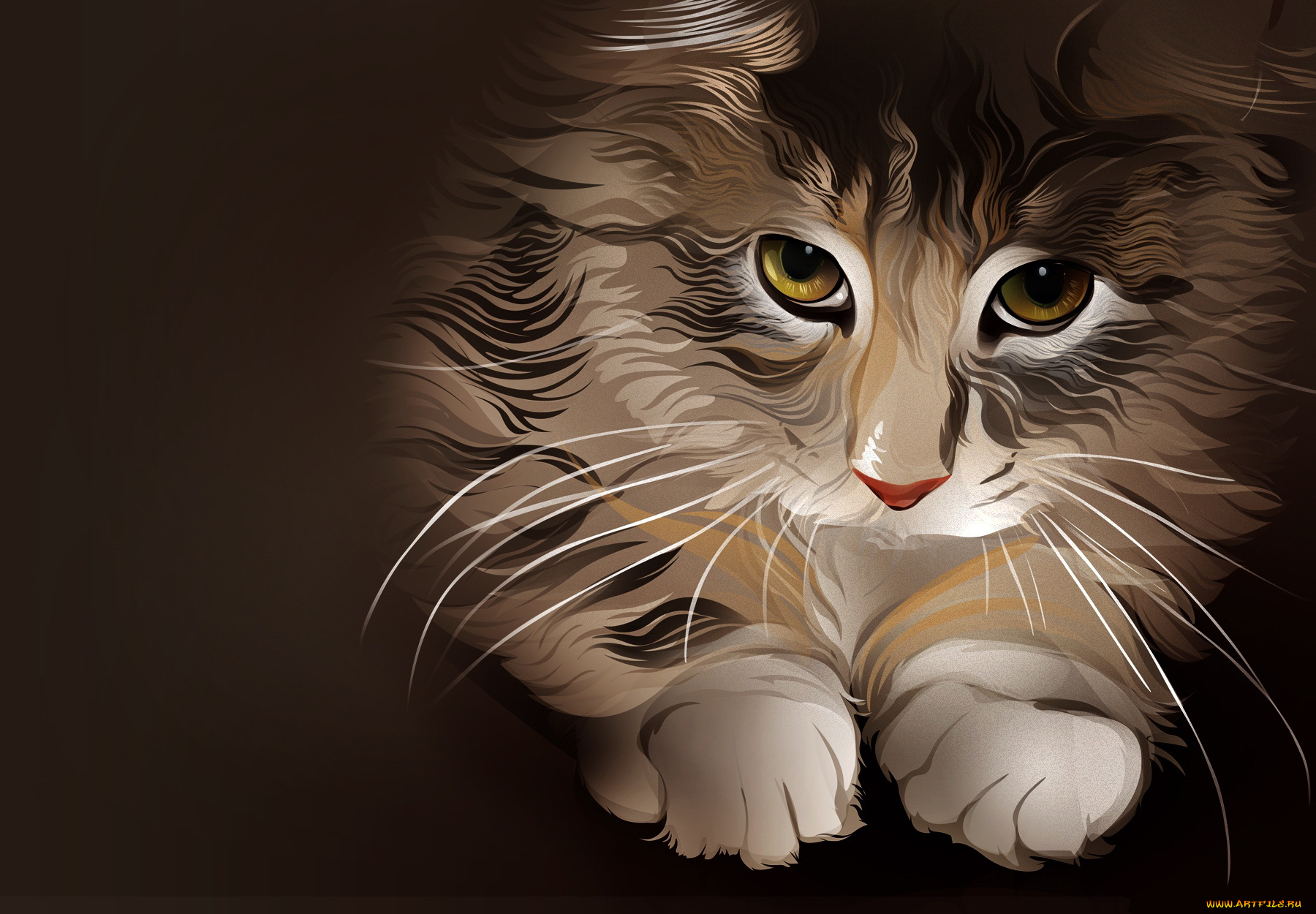 векторная, графика, котик