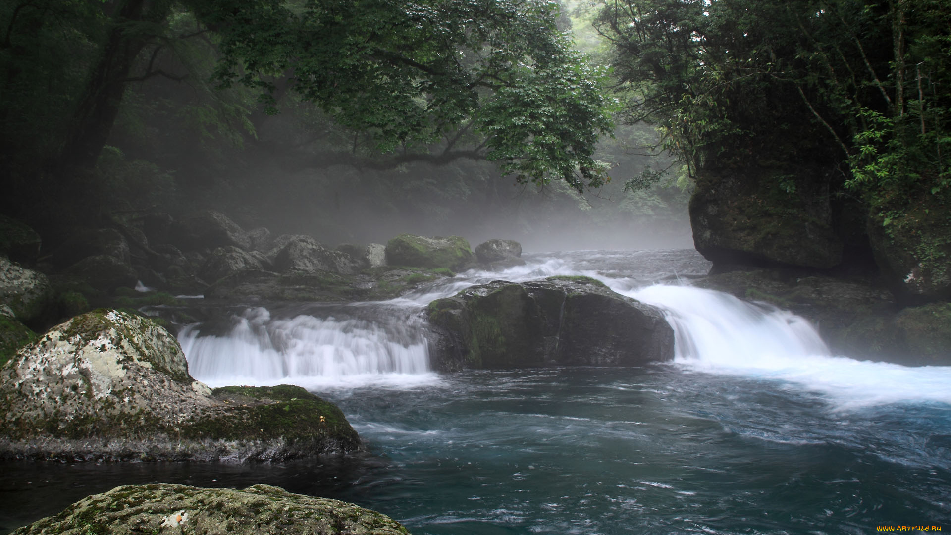 природа, реки, озера, река, камни, туман