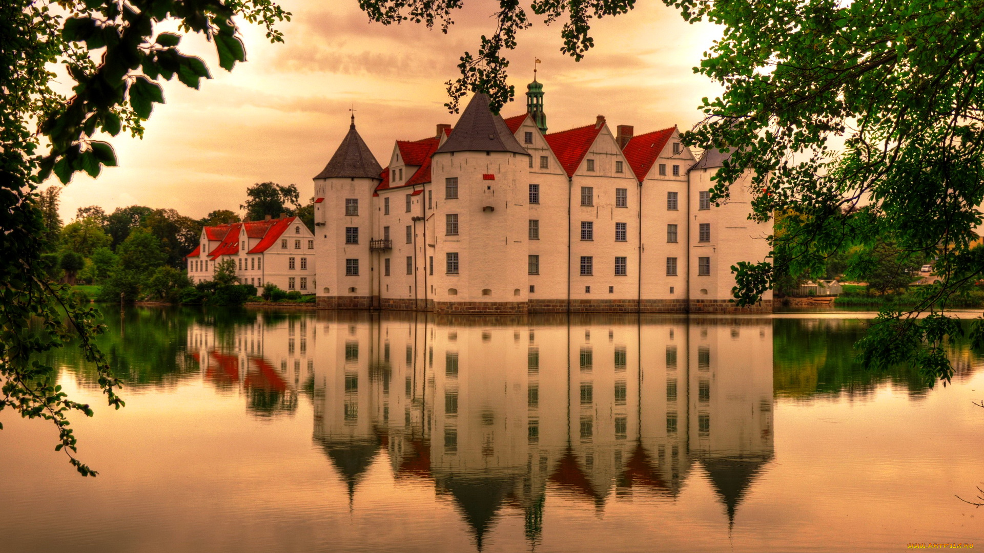 германия, замок, глюксбург, города, дворцы, замки, крепости, вода
