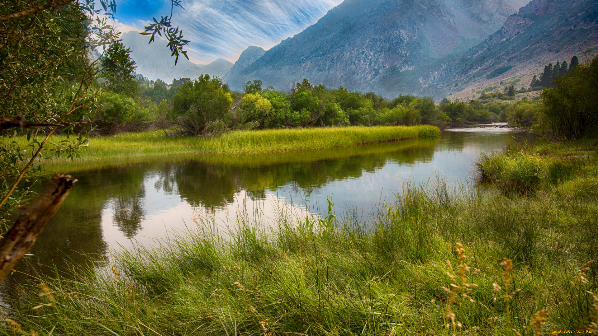 природа, реки, озера, лес, река, горы, облака