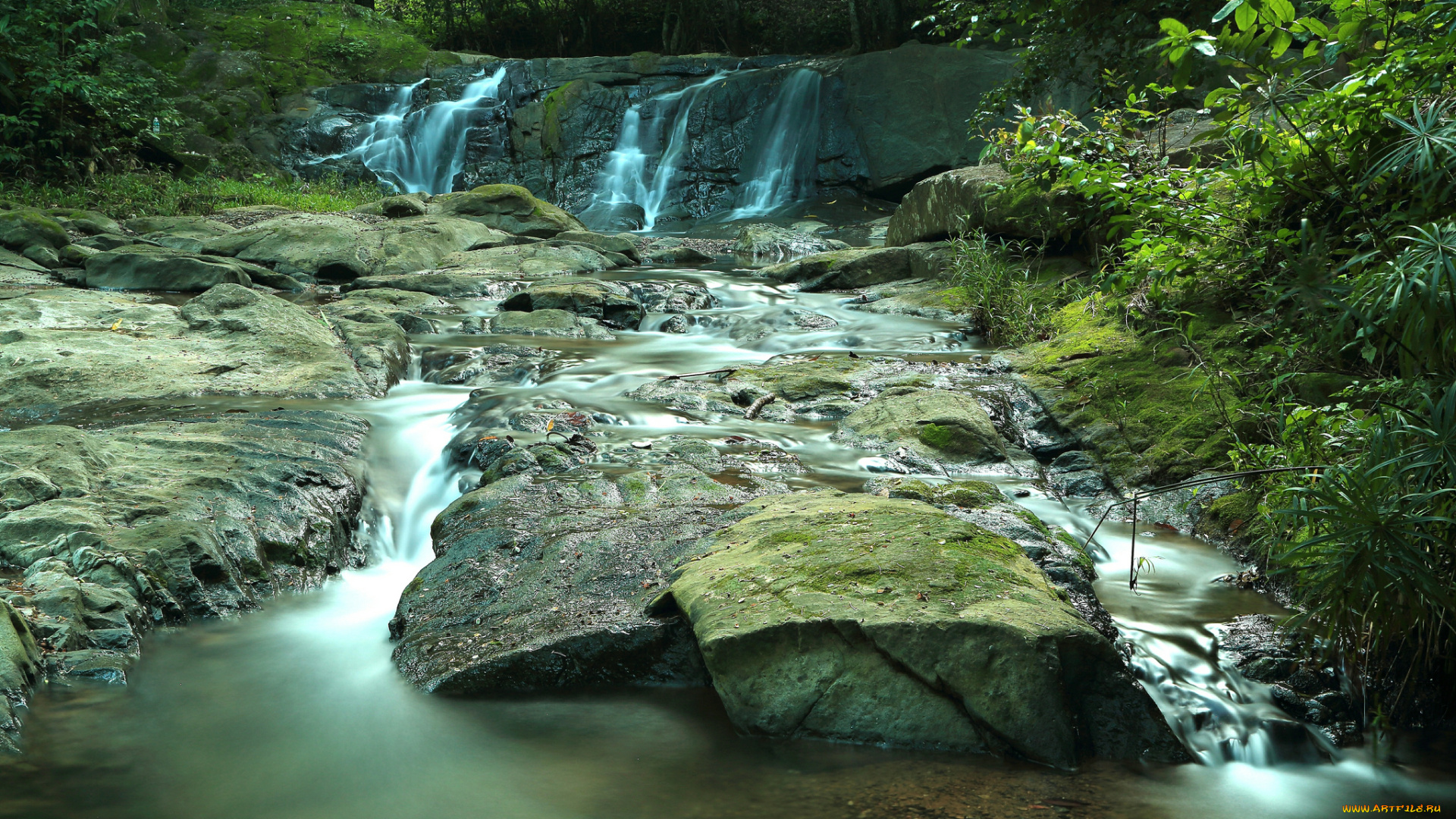 природа, водопады, водопад, река, лес