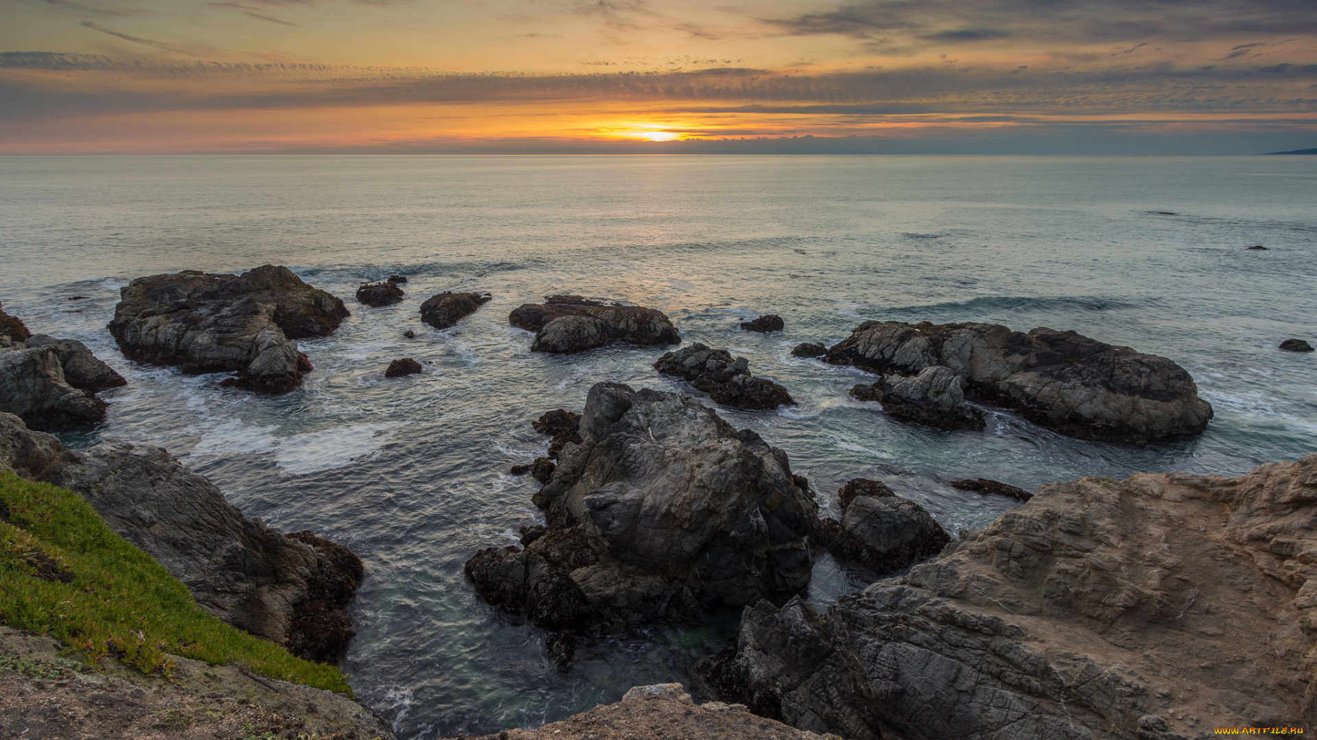 природа, восходы, закаты, солнце, горизонт, пляж, океан