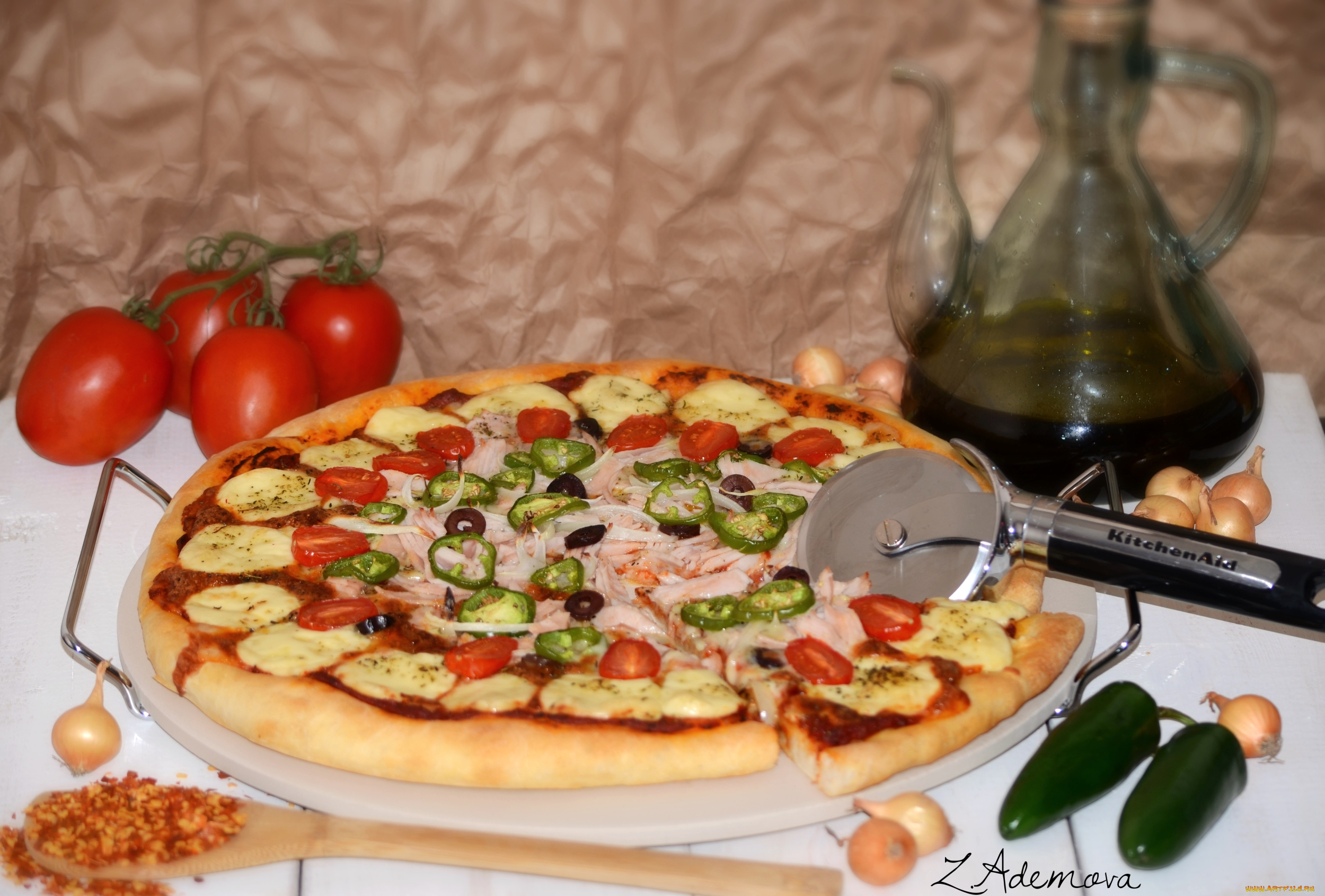 еда, пицца, помидоры, томаты