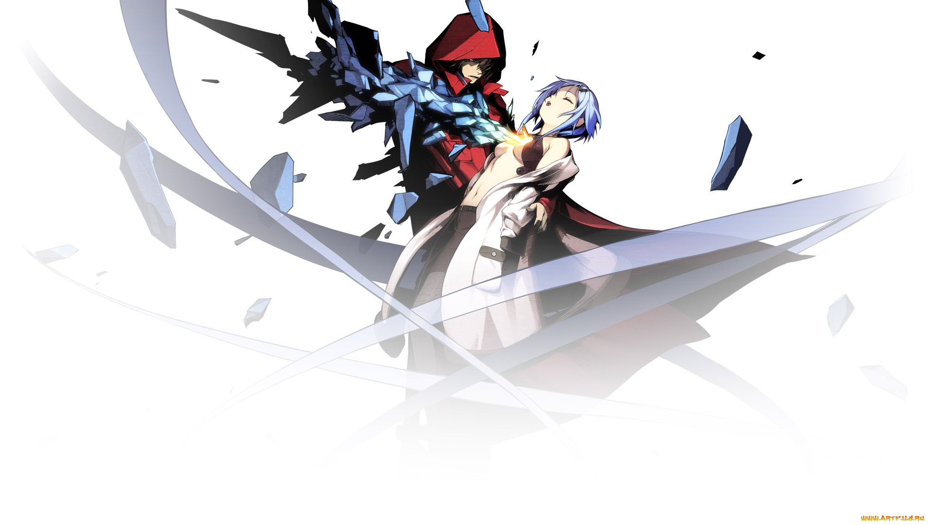 аниме, guilty, crown, guilty, crown, lost, christmas, carol, scrooge, извлечение, парень, капюшон, ова, девушка