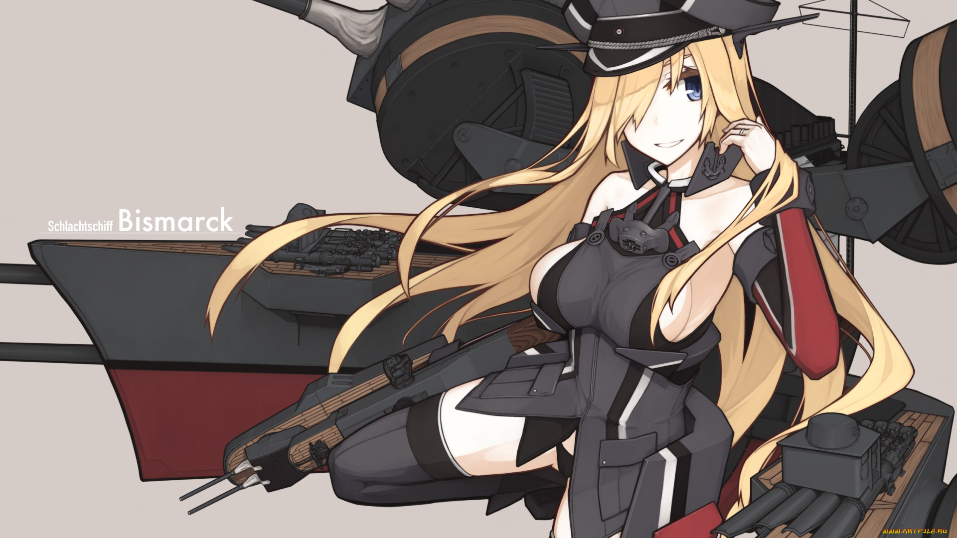 аниме, kantai, collection, оружие, девушка, арт, mikoto-oi-plus, kancolle, bismarck, kantai, collection