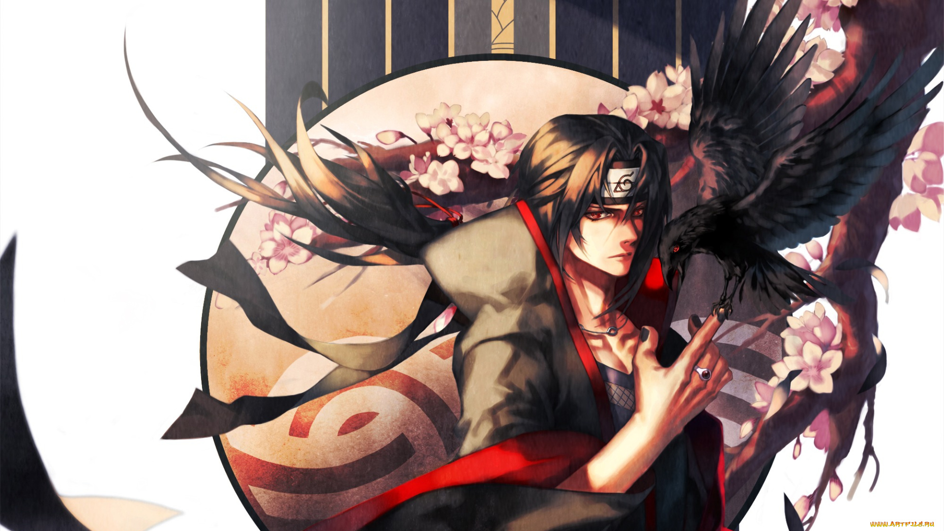 аниме, naruto, nona, art, shinobi, ворон, sharingan, itachi, uchiha