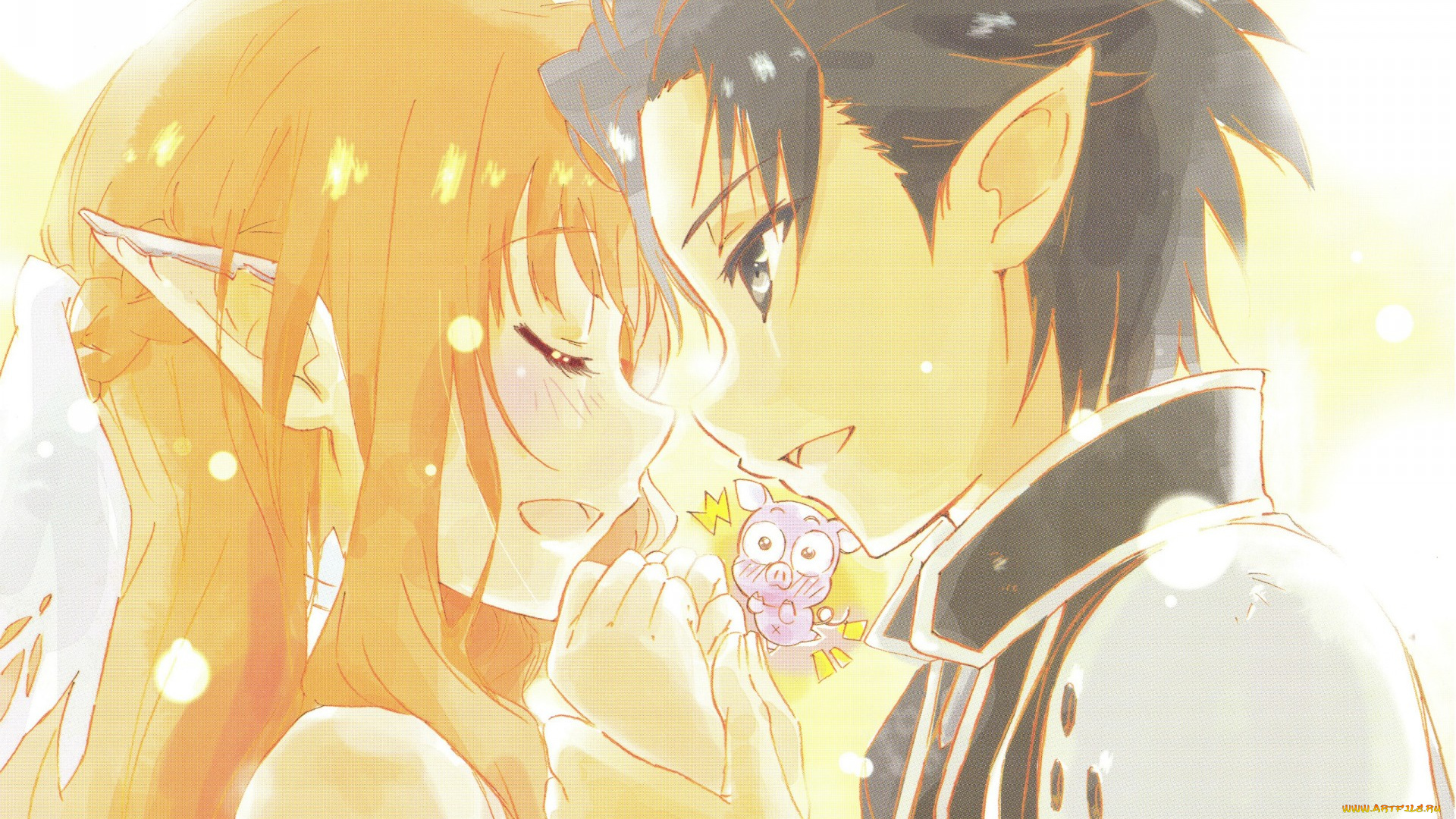 аниме, sword, art, online, эльфы, yuuki, asuna, kirito