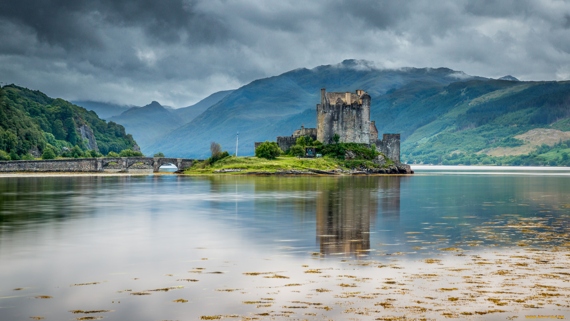 eilean, donan, castle, города, замок, эйлен-донан, , шотландия, озеро, горы, замок