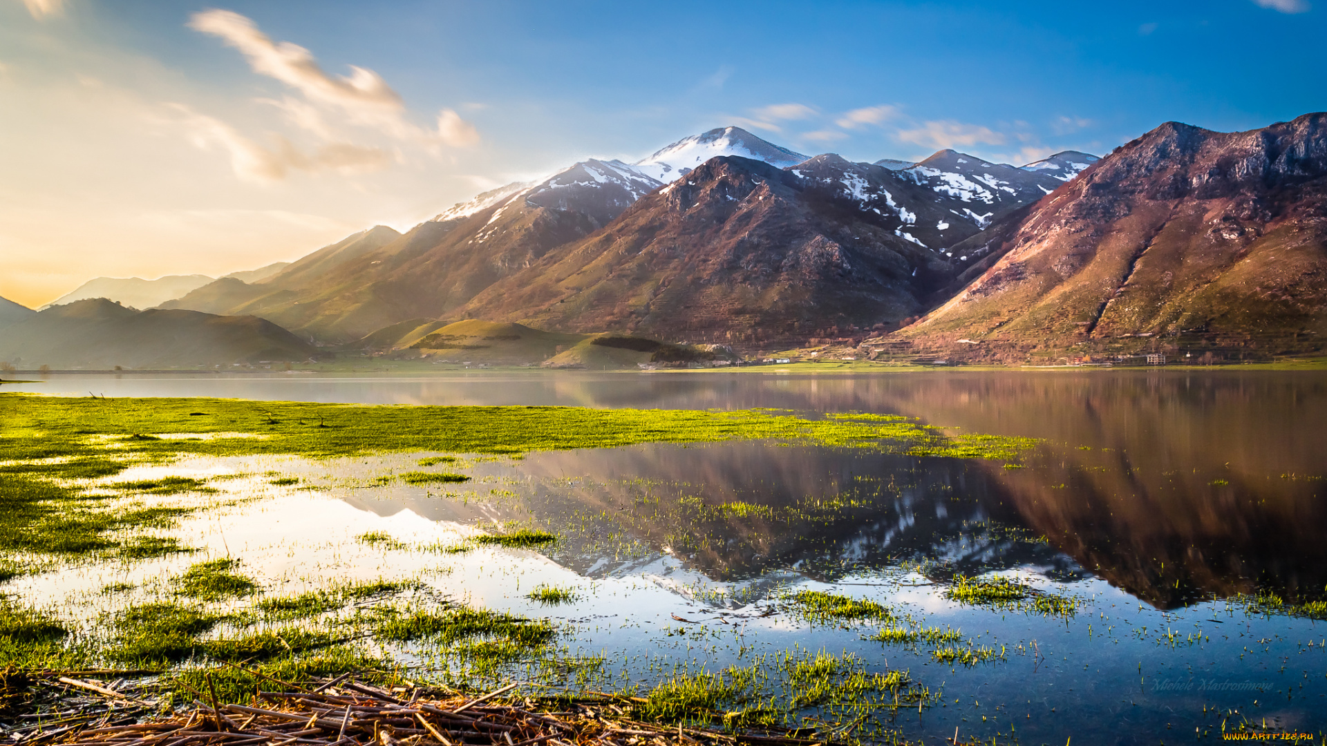 природа, реки, озера, италия, озеро, горы, трава, вода, небо, пейзаж