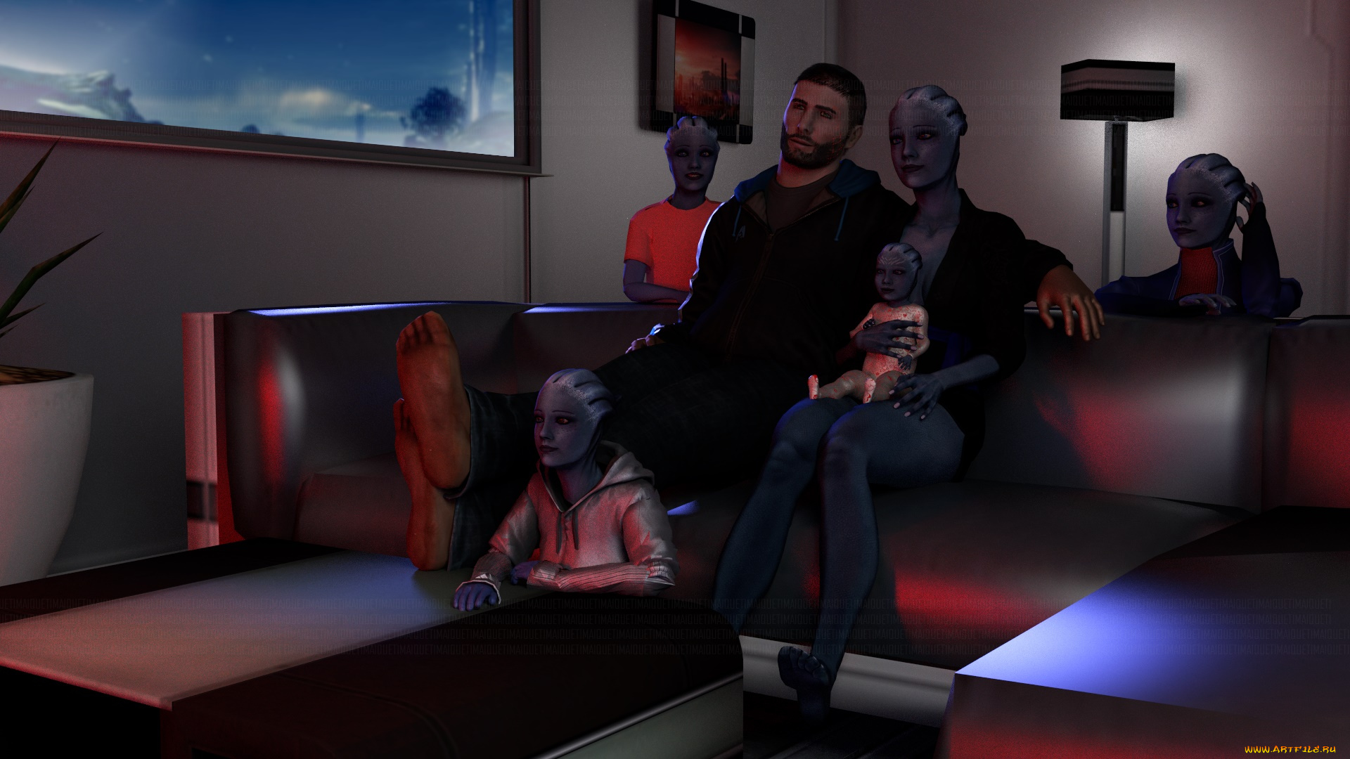 видео, игры, mass, effect, мужчина, взгляд, фон, семья