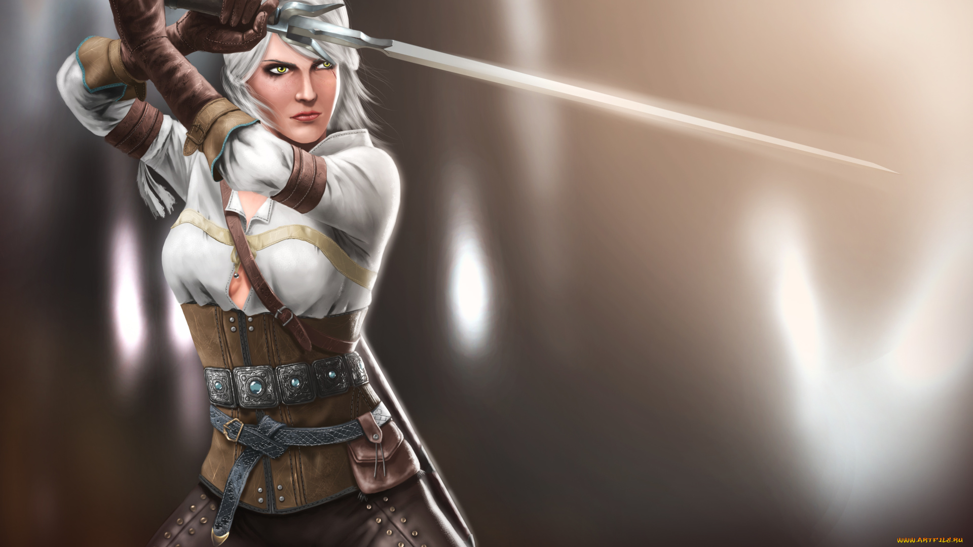 видео, игры, the, witcher, 3, , wild, hunt, арт, the, witcher, 3, wild, hunt, ведьмак, дикая, охота, меч, девушка