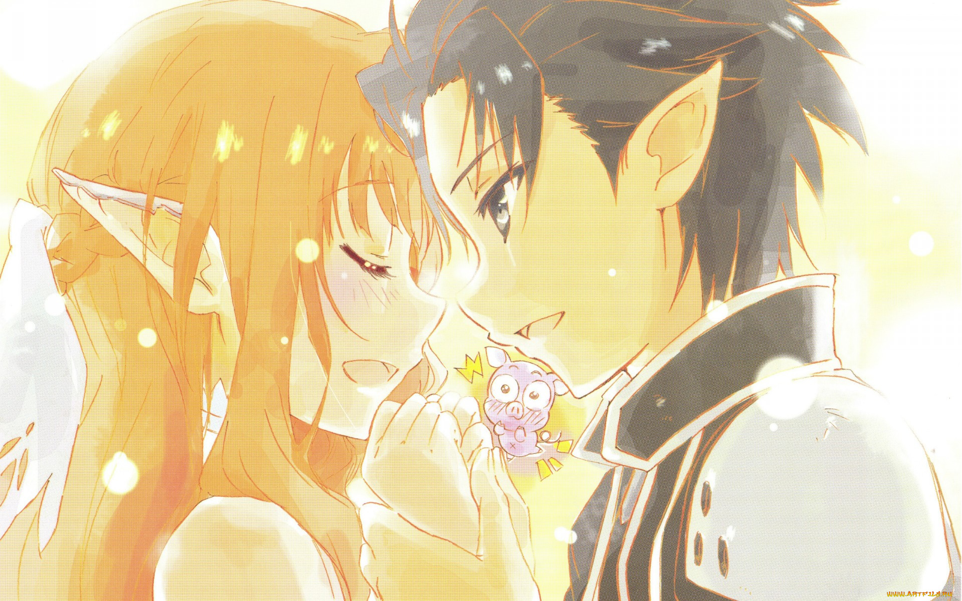 аниме, sword, art, online, эльфы, yuuki, asuna, kirito