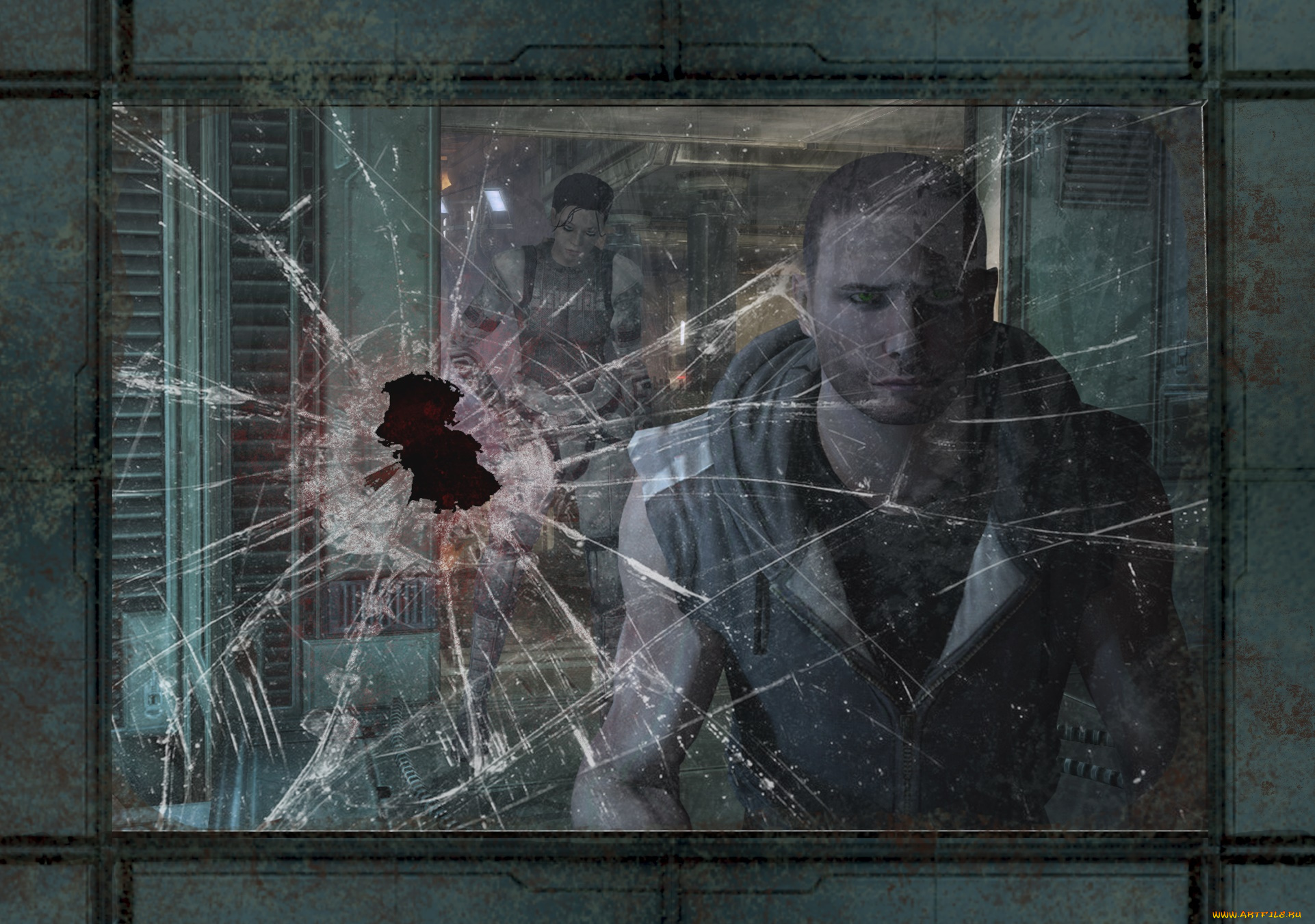 видео, игры, mass, effect, мужчина, взгляд, фон, окно