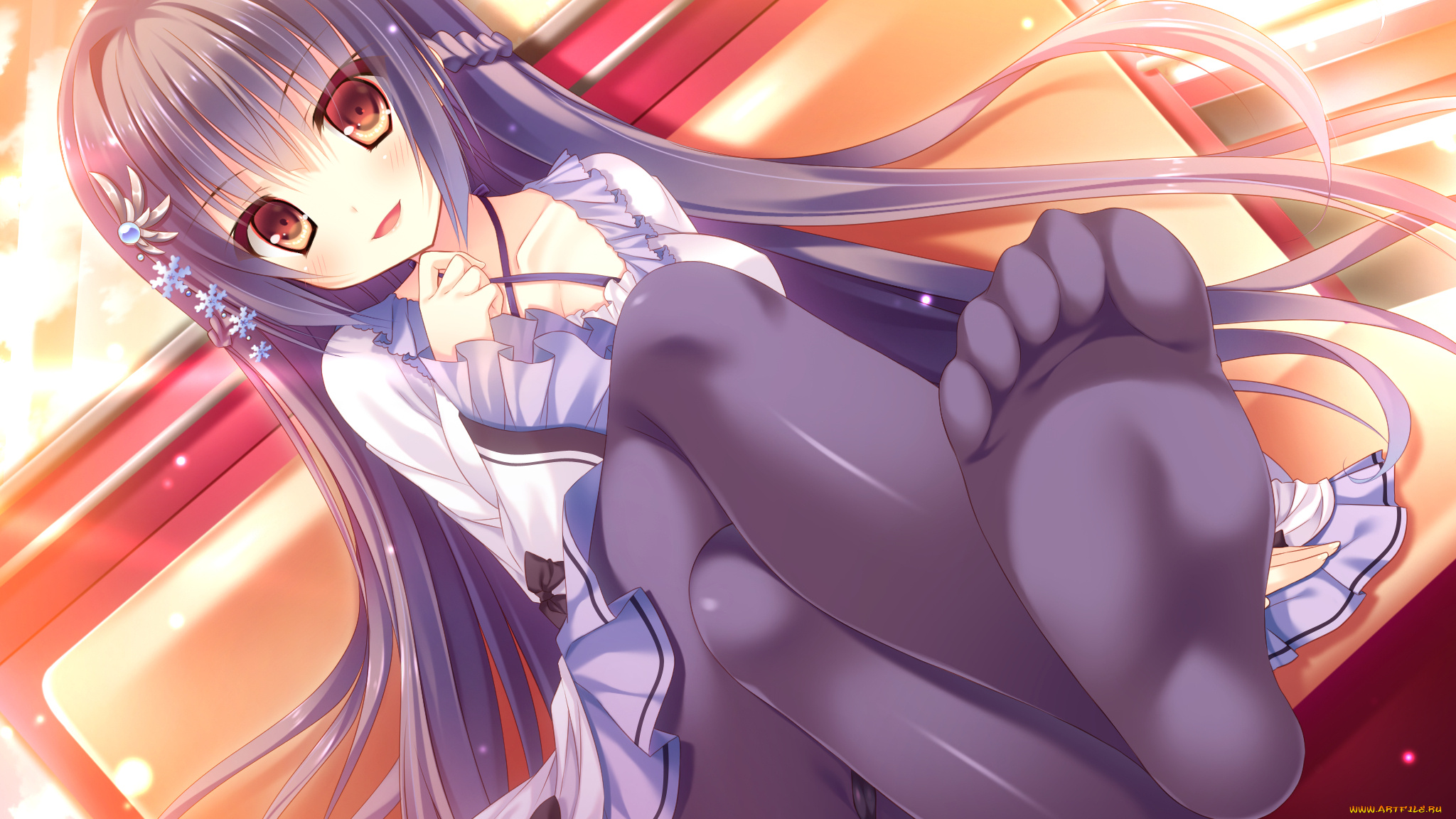 hakoniwa, logic, аниме, unknown, , другое, девочка, арт, miwa, futaba, kidou, shizuku, hakoniwa, logic, взгляд, нога, чулки