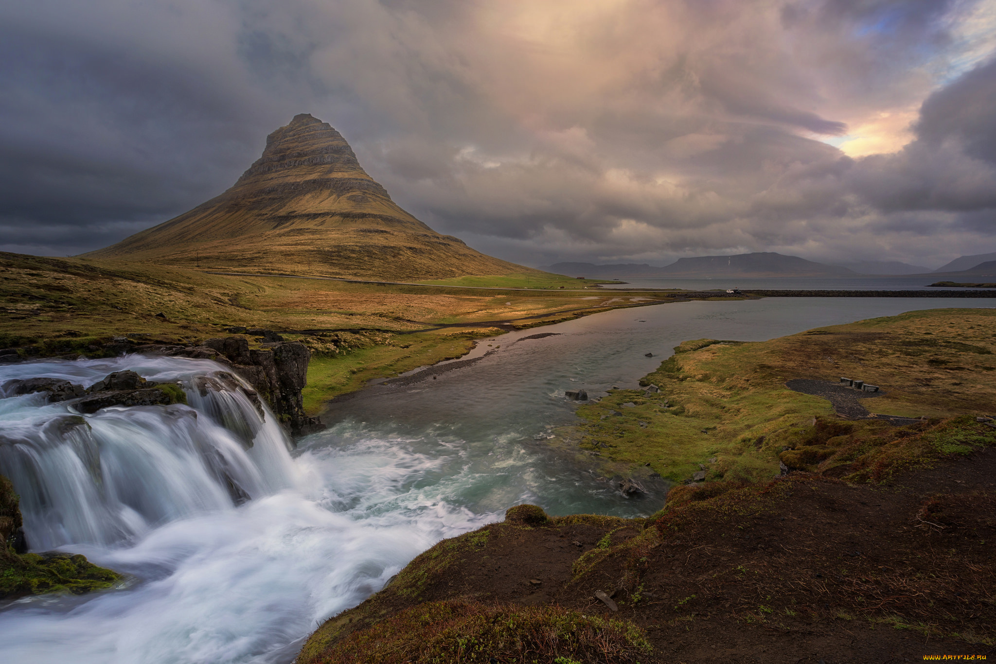 природа, водопады, горы, река, водопад