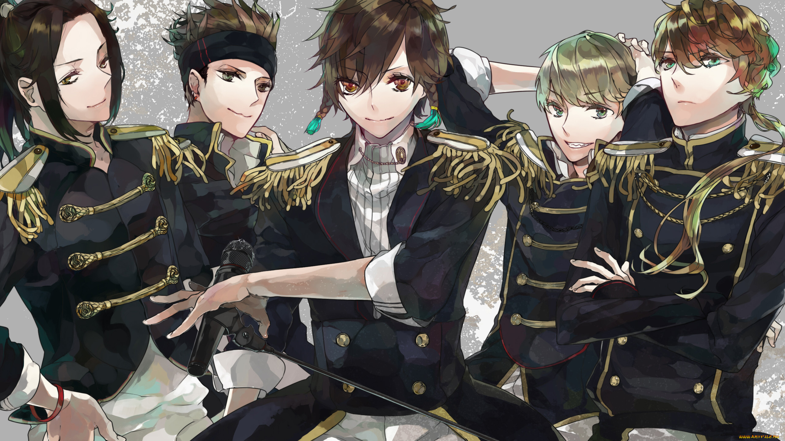 аниме, музыка, арт, dynasty, warriors, парни, микрофон