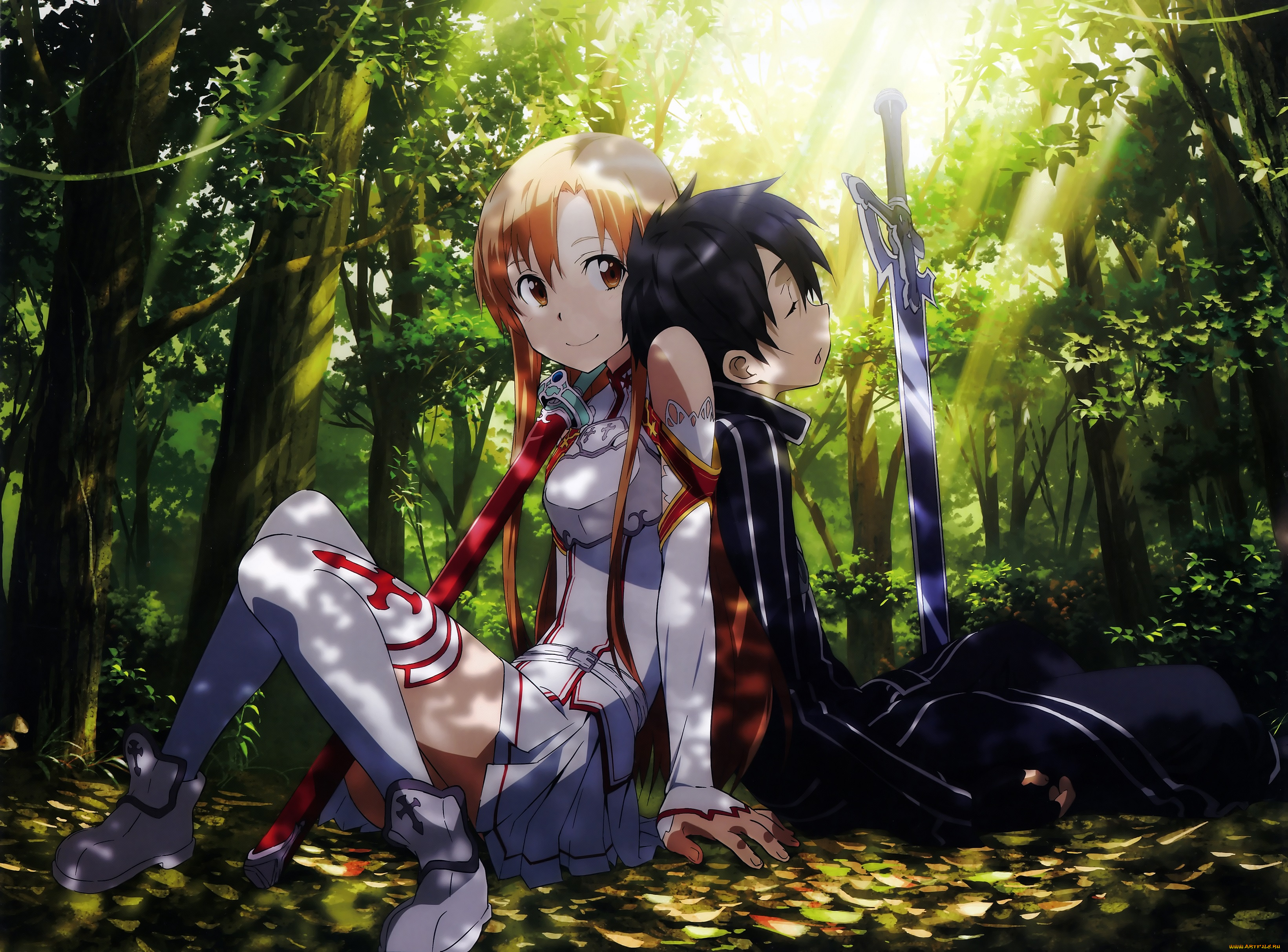 аниме, sword, art, online, меч, sword, art, online, кирито, асуна, yuuki, asuna, adachi, shingo, kirigaya, kazuto, эльфы, оружие