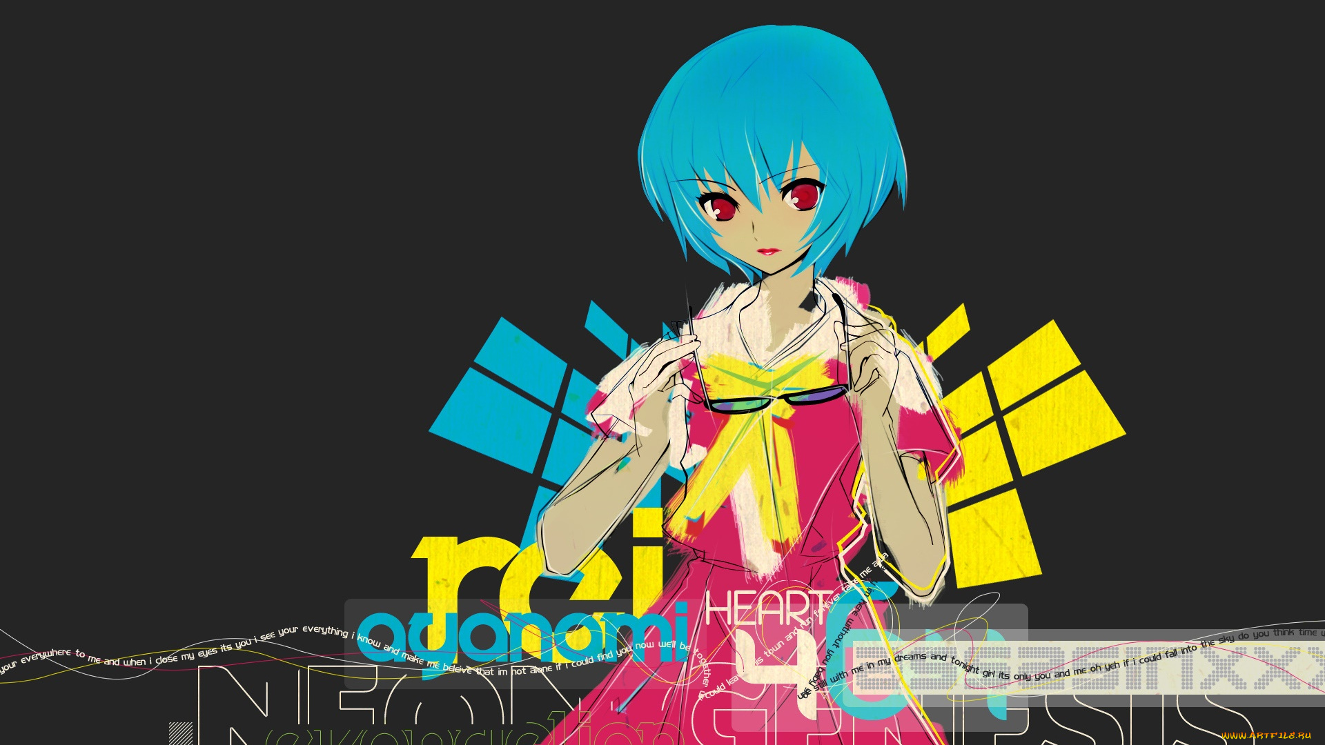 аниме, evangelion, фон, взгляд, девушка