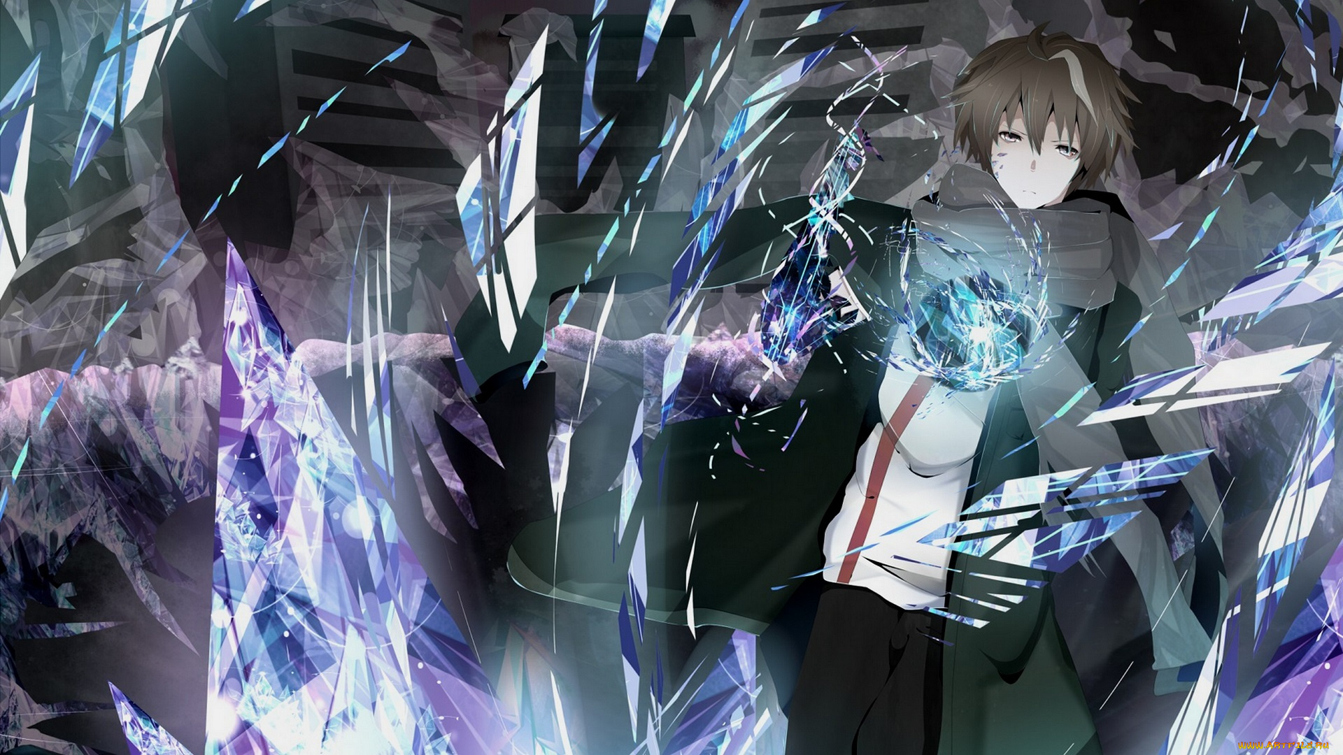 аниме, guilty, crown, парень