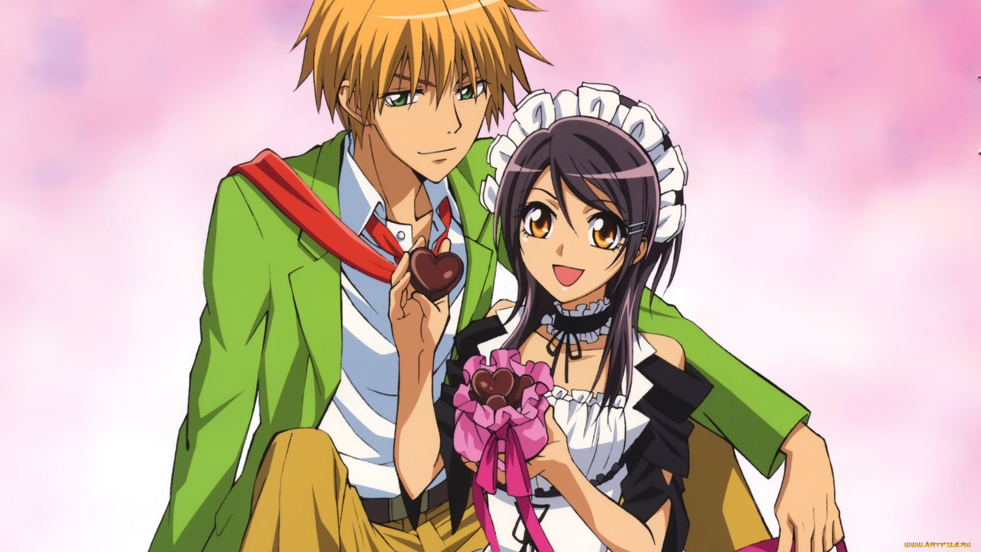 аниме, kaichou, wa, maid-sama, пара