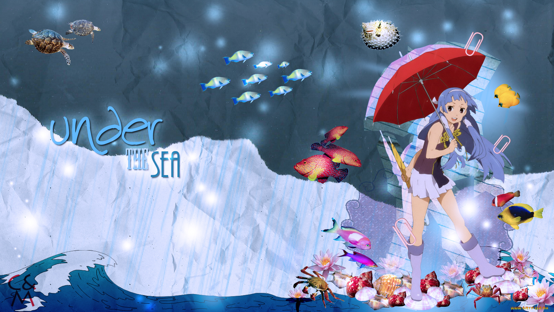 аниме, kannagi, девушка, взгляд, фон