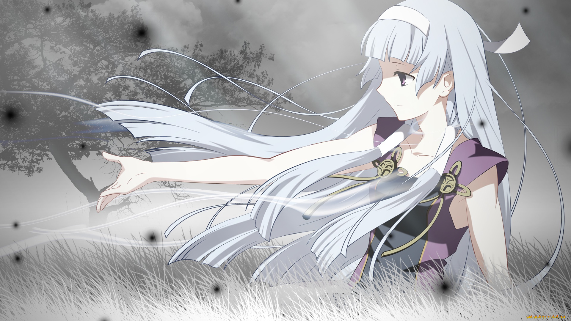 аниме, kannagi, фон, взгляд, девушка