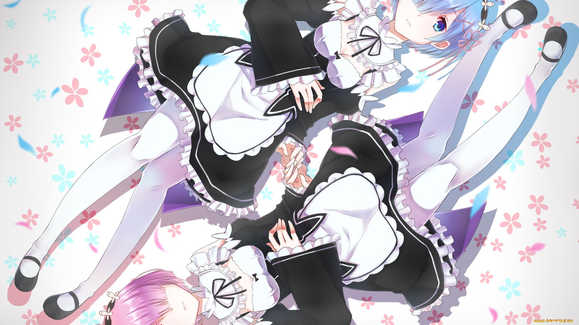 аниме, re, , zero, kara, hajimeru, isekai, seikatsu, рем, рам