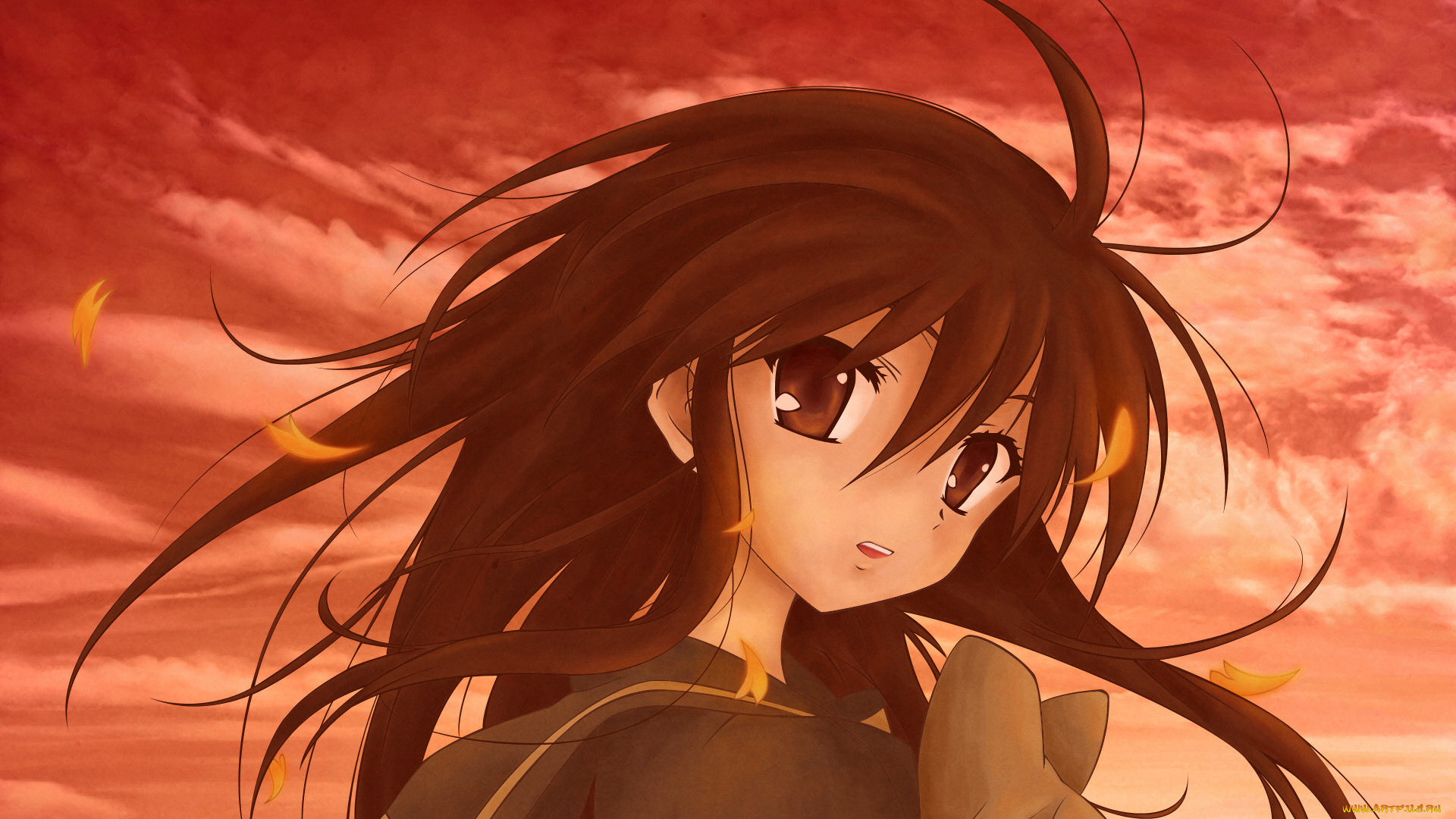 аниме, shakugan, no, shana, взгляд, девушка, фон