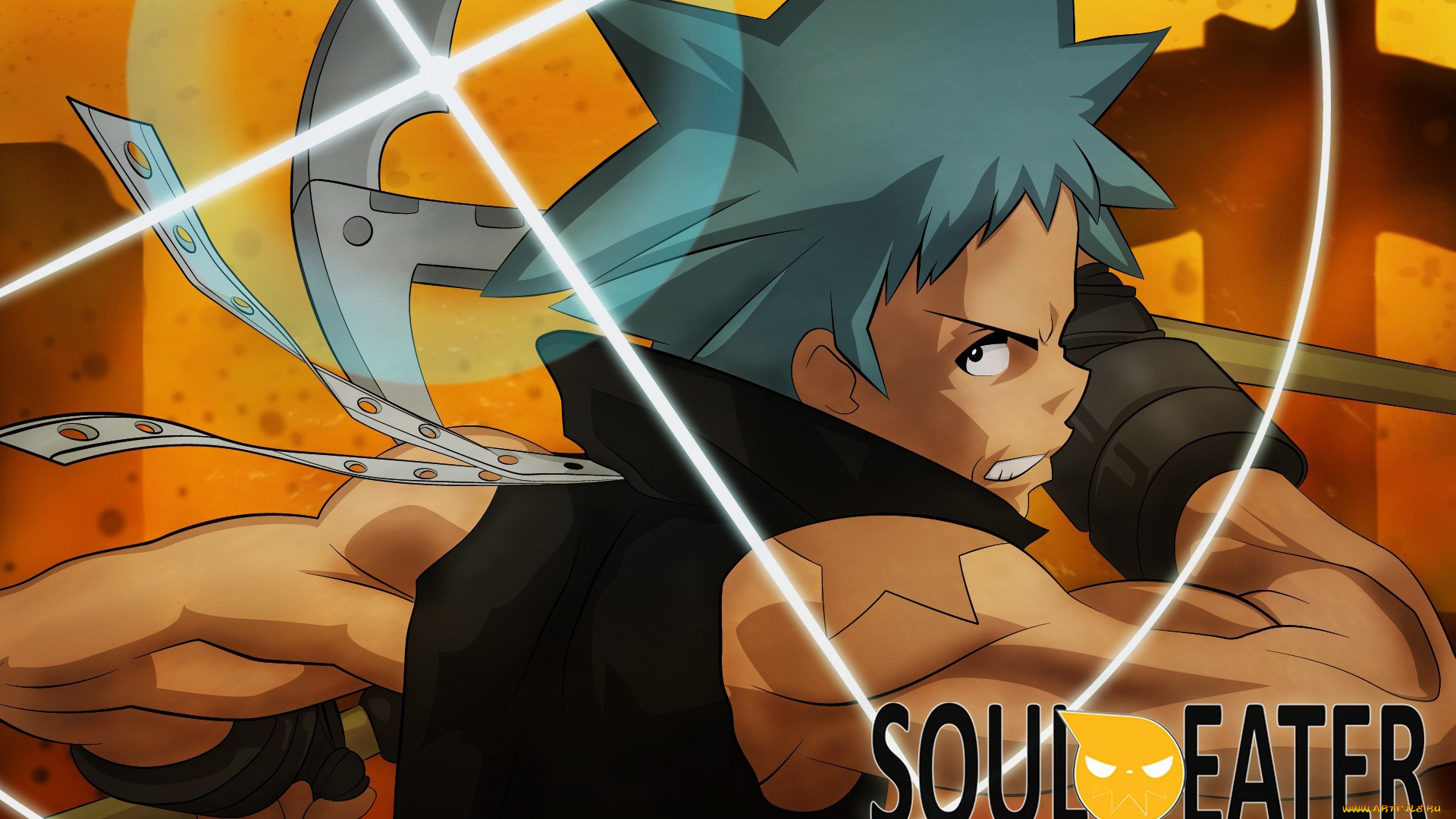 аниме, soul, eater, парень, взгляд, фон