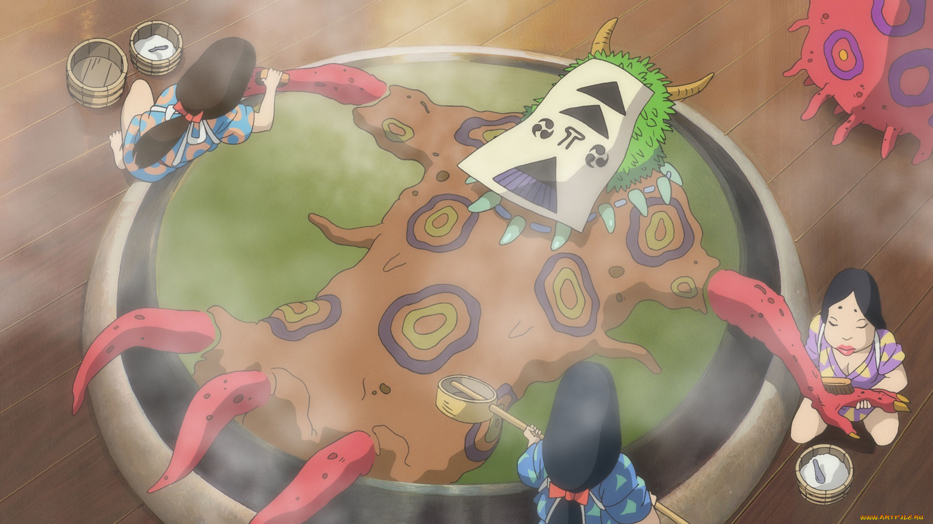 аниме, spirited, away, дух, девушки, купальня