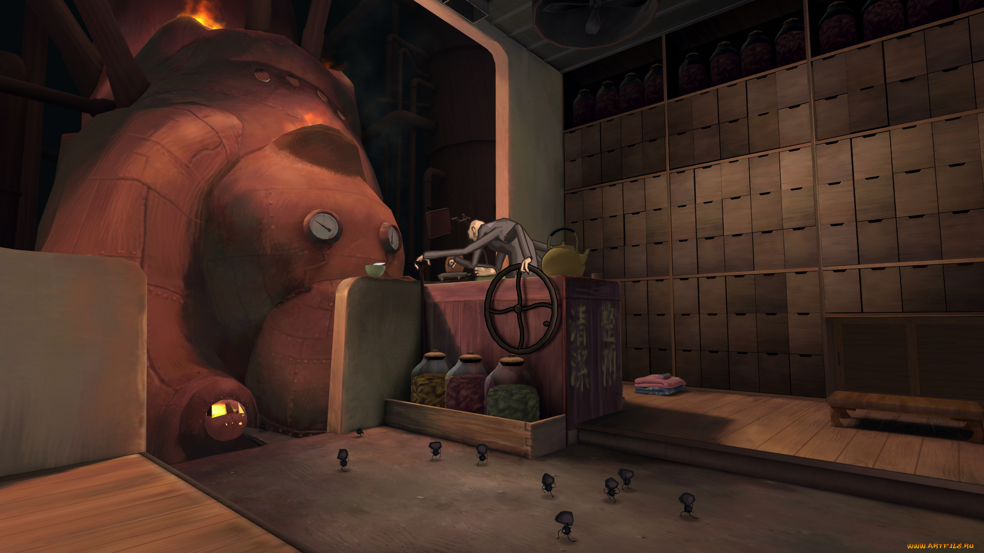 аниме, spirited, away, камази, котельная