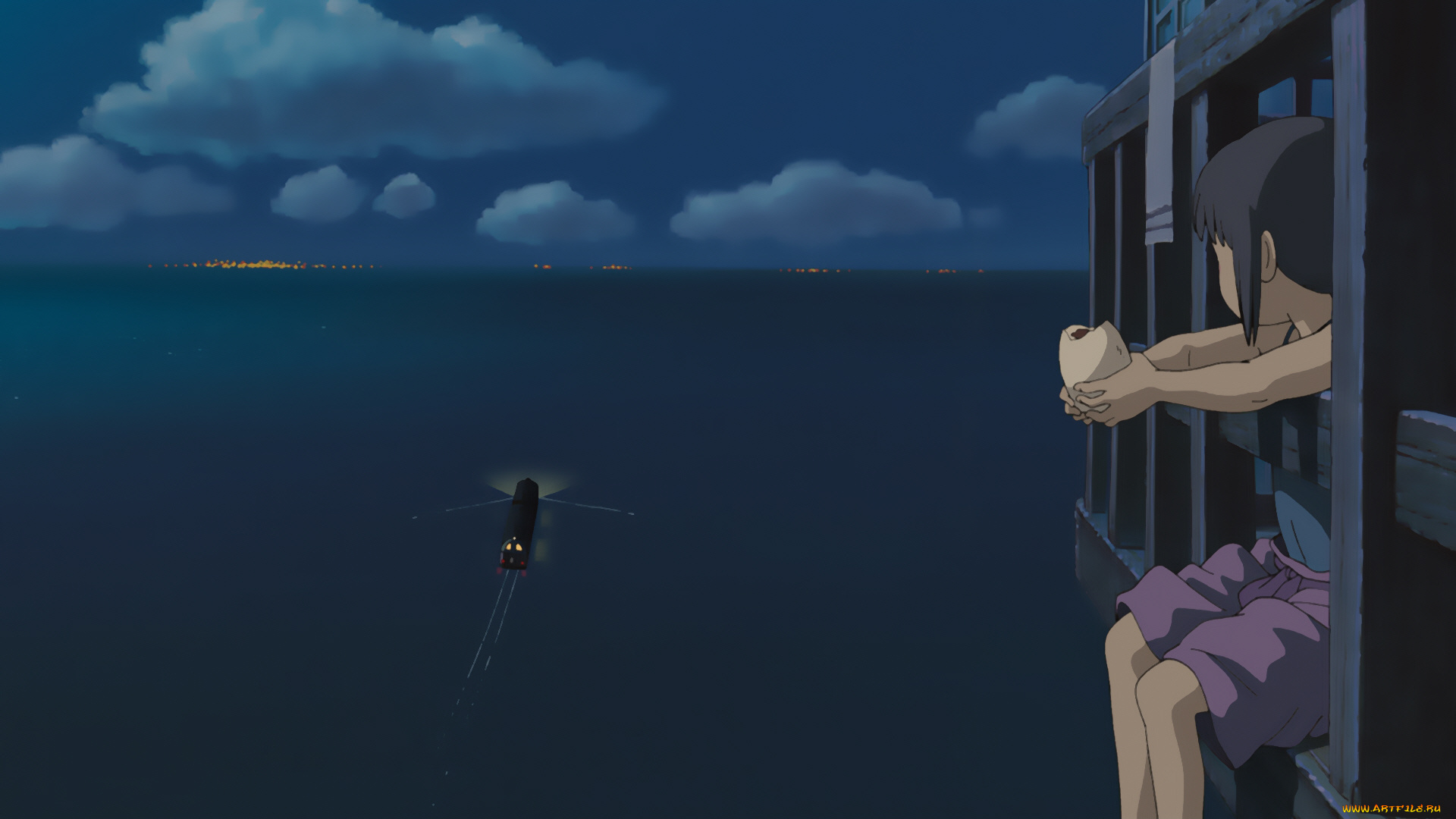 аниме, spirited, away, тихиро, ночь