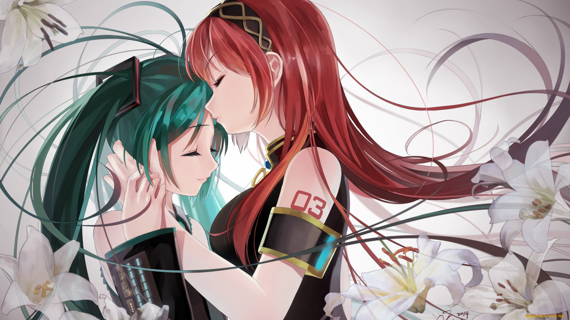 аниме, vocaloid, фон, взгляд, девушки