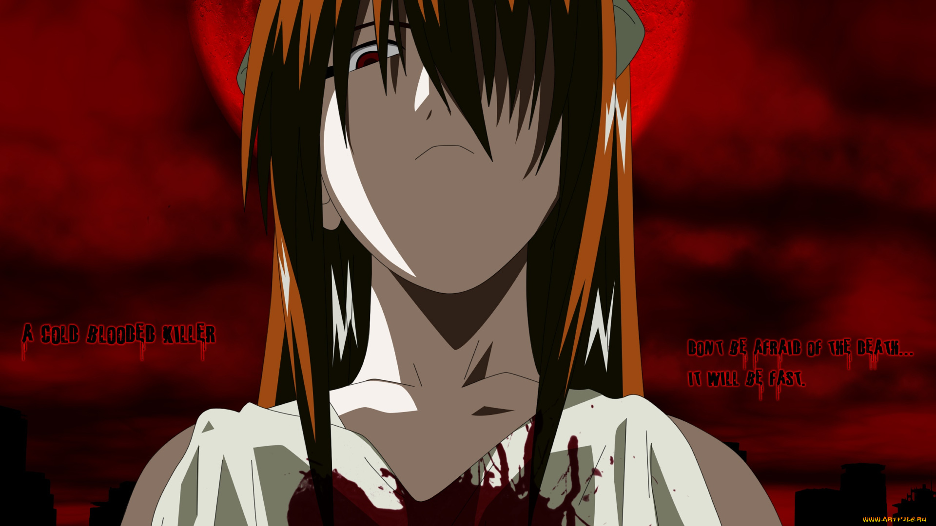 elfen, lied, аниме, фон, взгляд, девушка