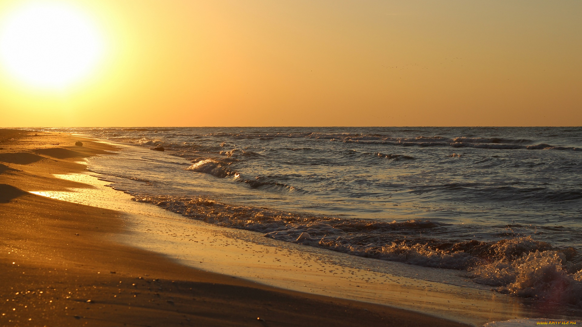 природа, побережье, закат, волны, брызги, море