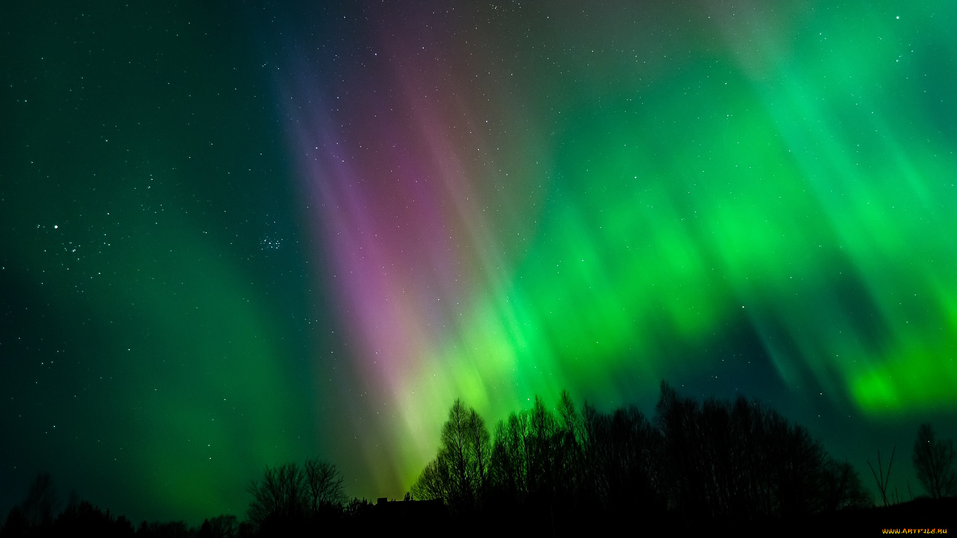природа, северное, сияние, сияние, ночь
