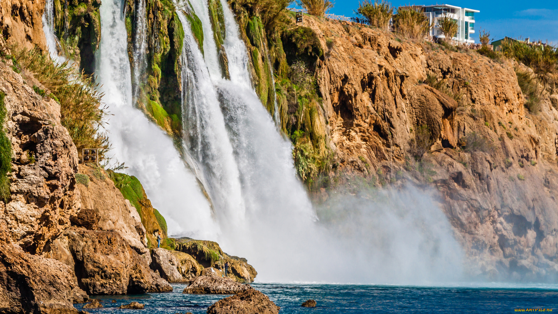 природа, водопады, река, лес, водопад