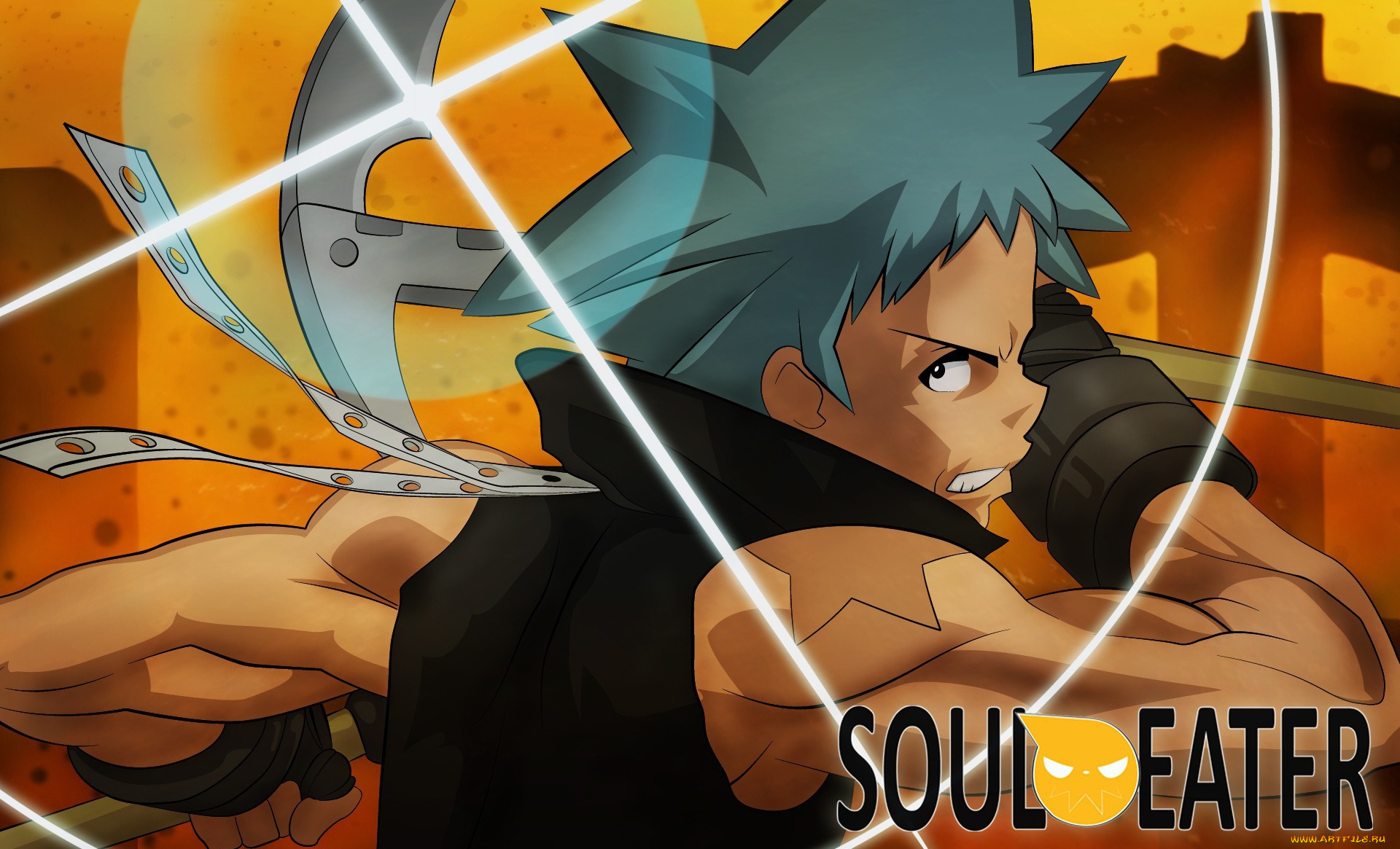 аниме, soul, eater, парень, взгляд, фон