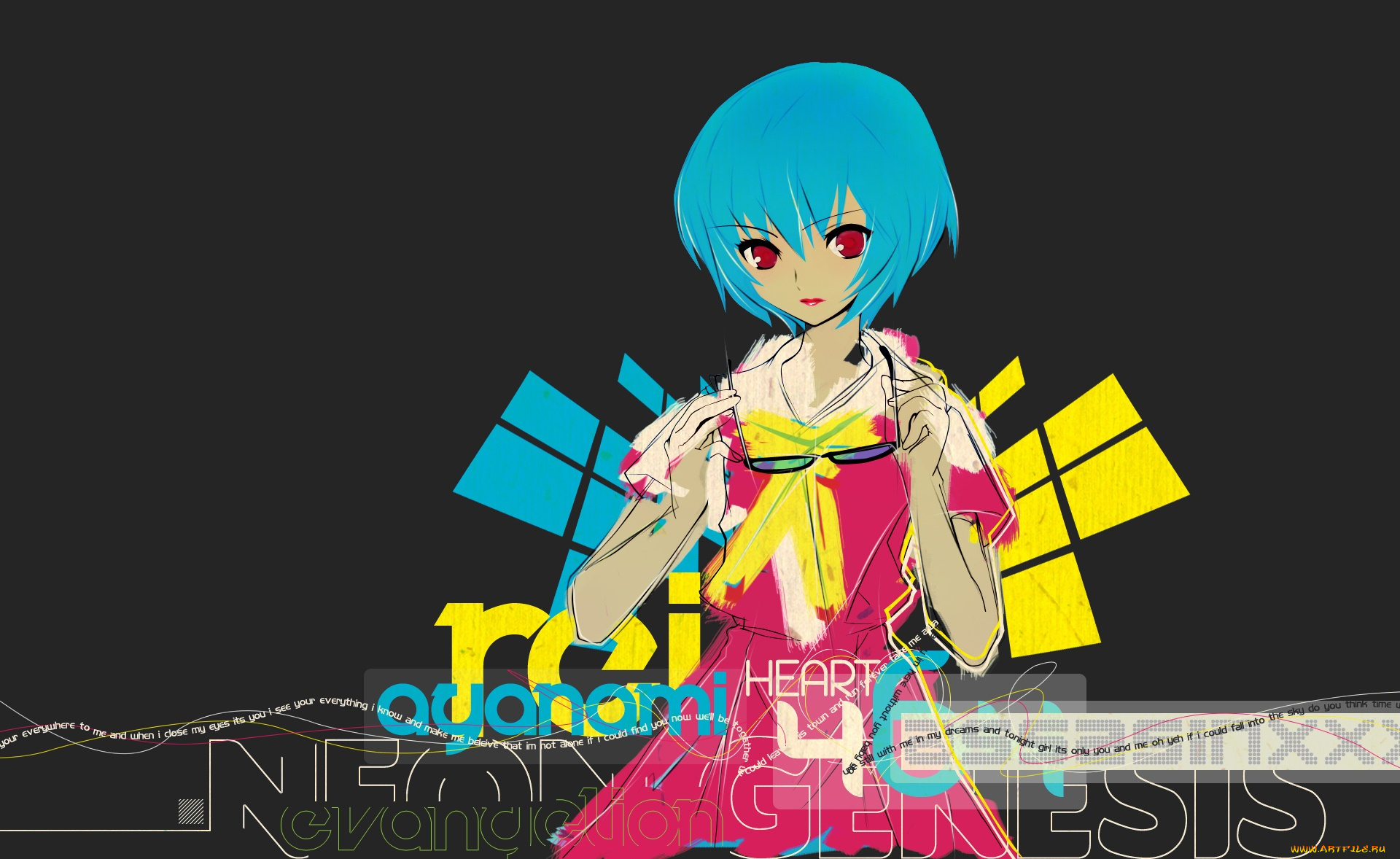 аниме, evangelion, фон, взгляд, девушка