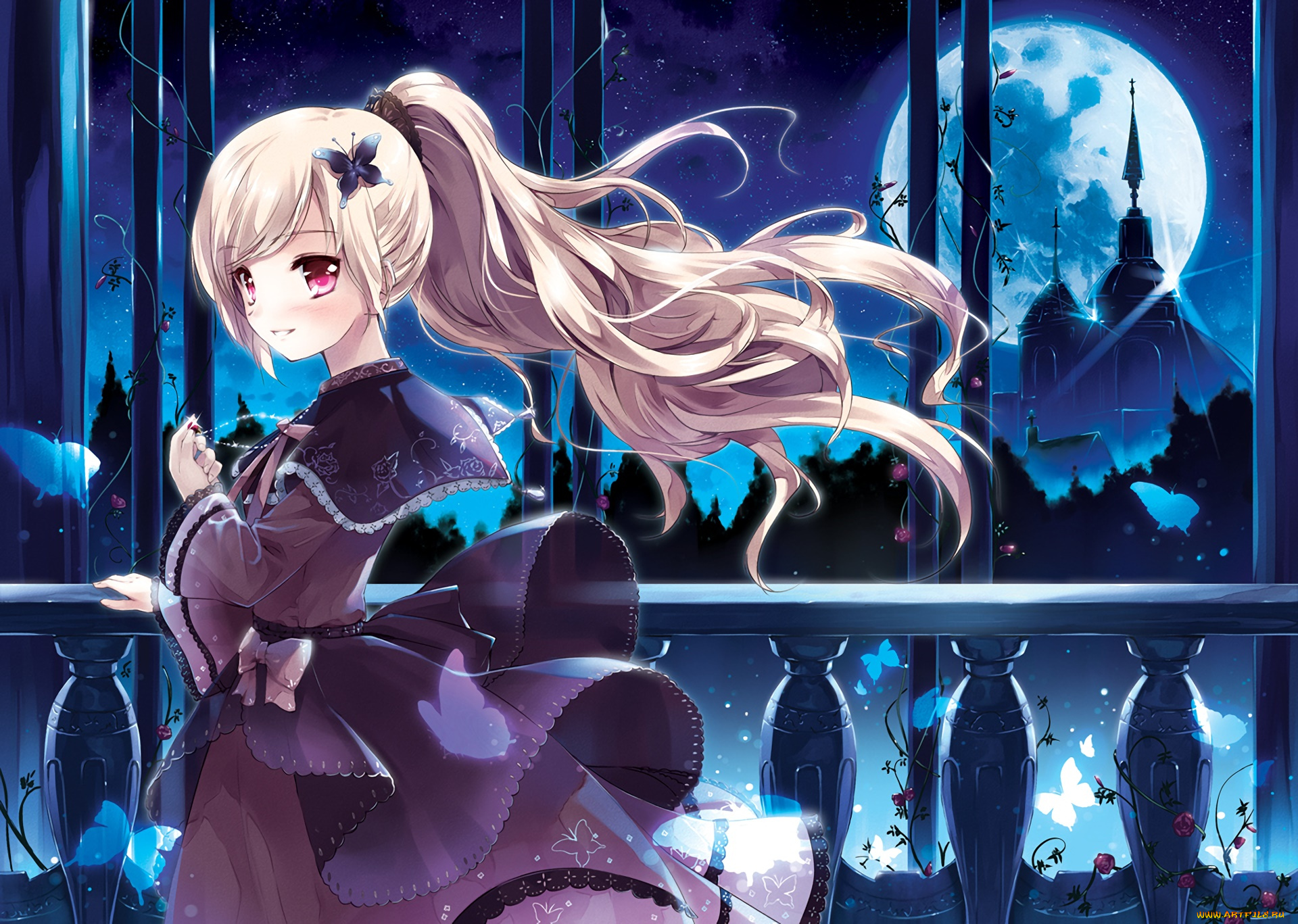 аниме, unknown, , другое, фон, взгляд, девушка