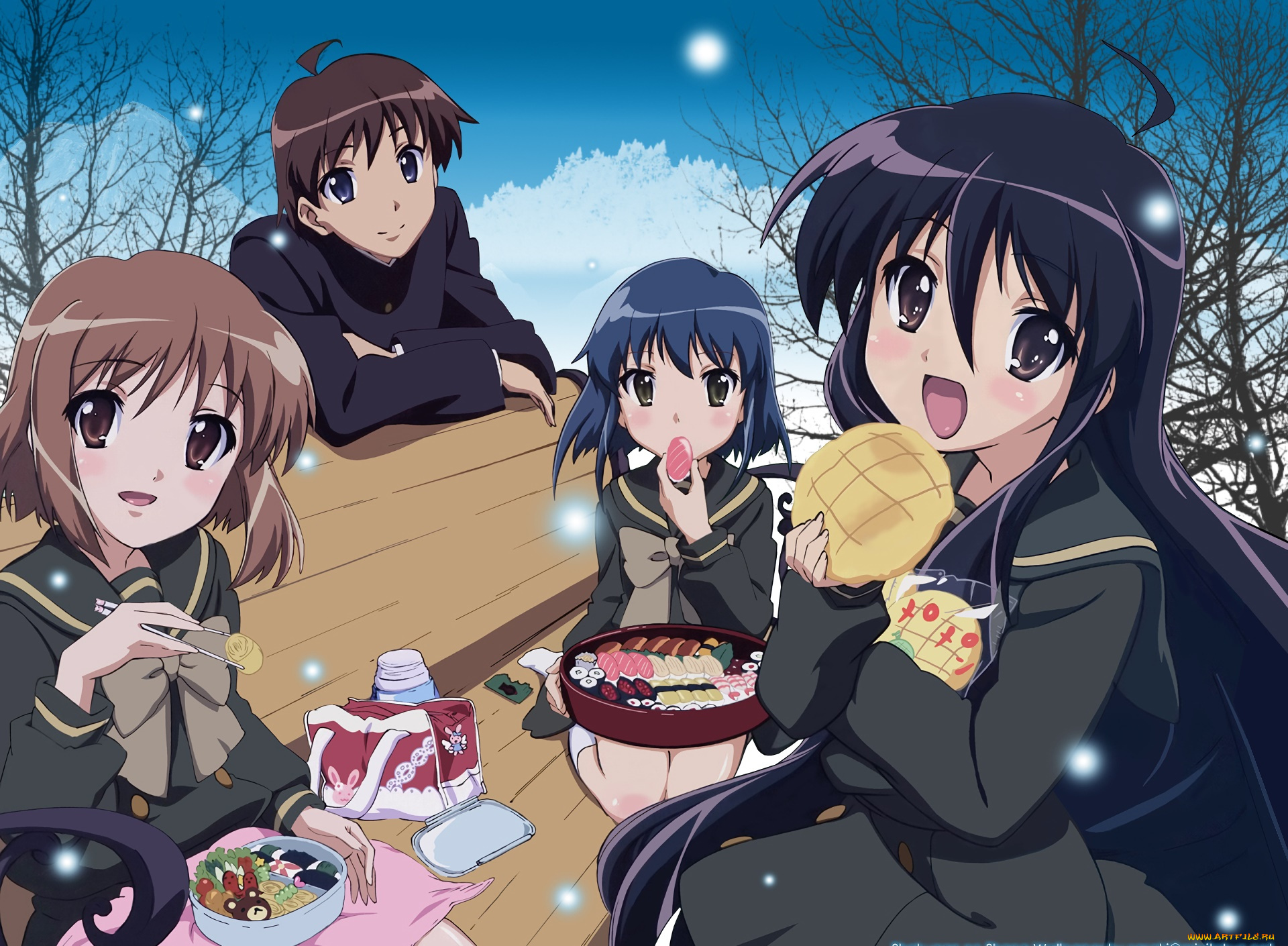 shakugan, no, shana, аниме, девушки, взгляд, фон