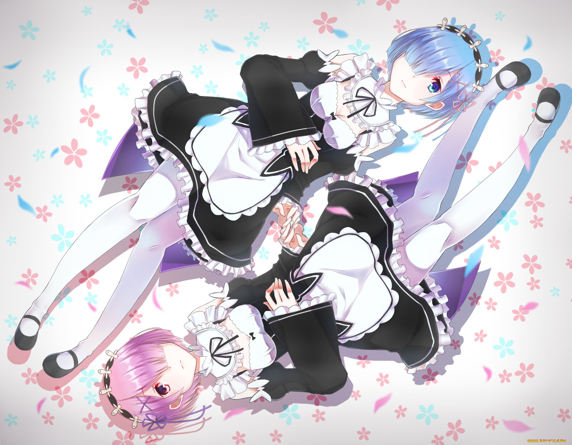 аниме, re, , zero, kara, hajimeru, isekai, seikatsu, рем, рам