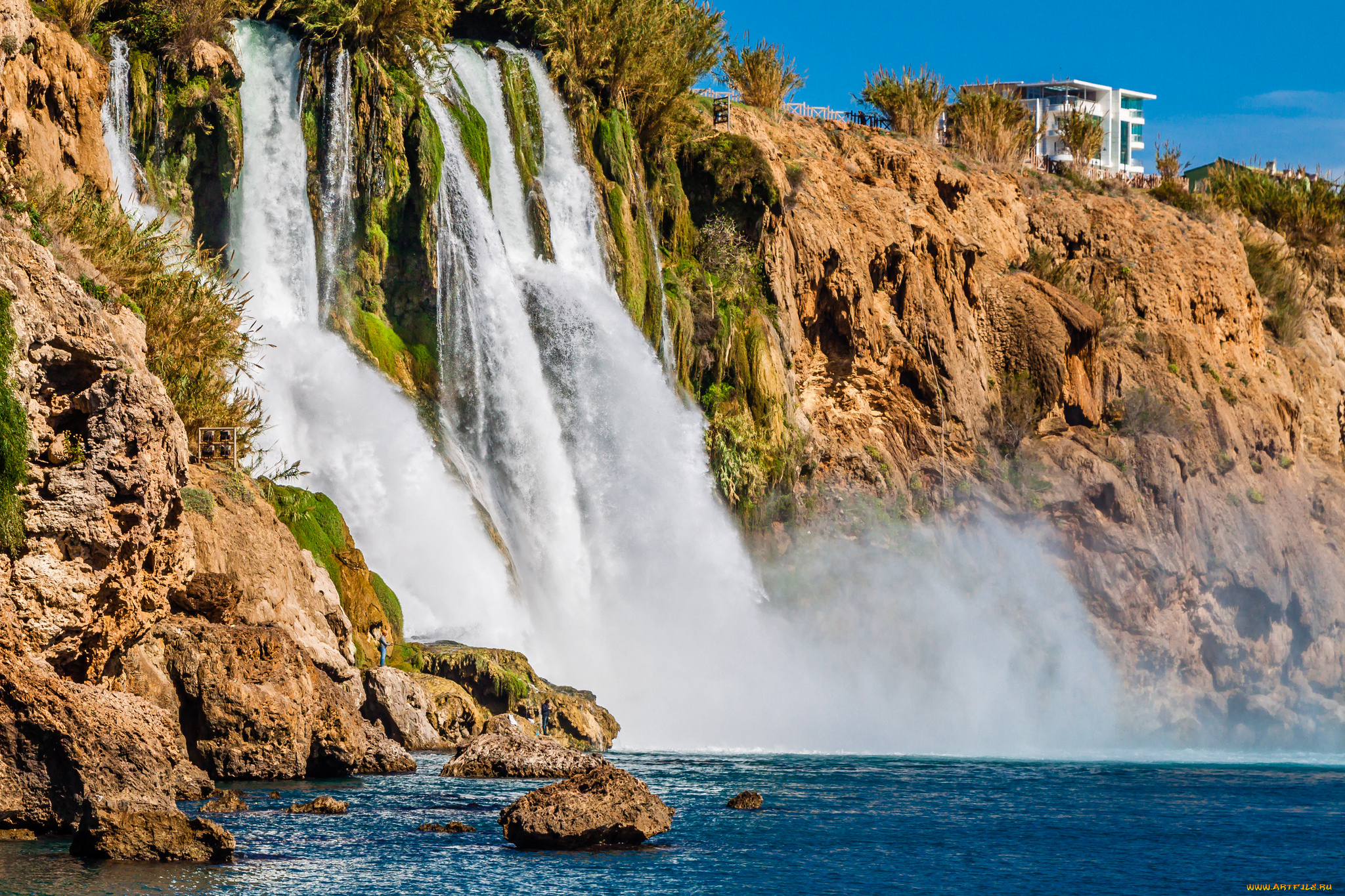 природа, водопады, река, лес, водопад