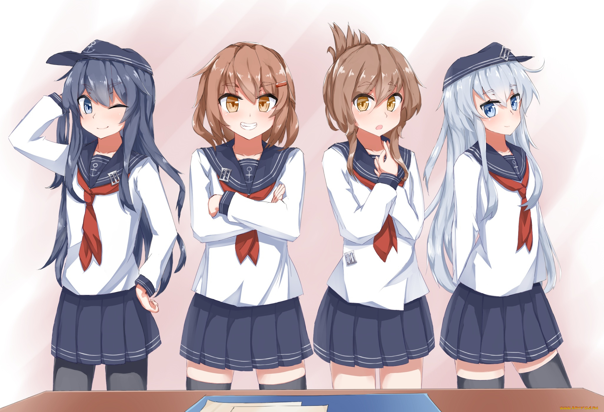 аниме, kantai, collection, фон, взгляд, девушки