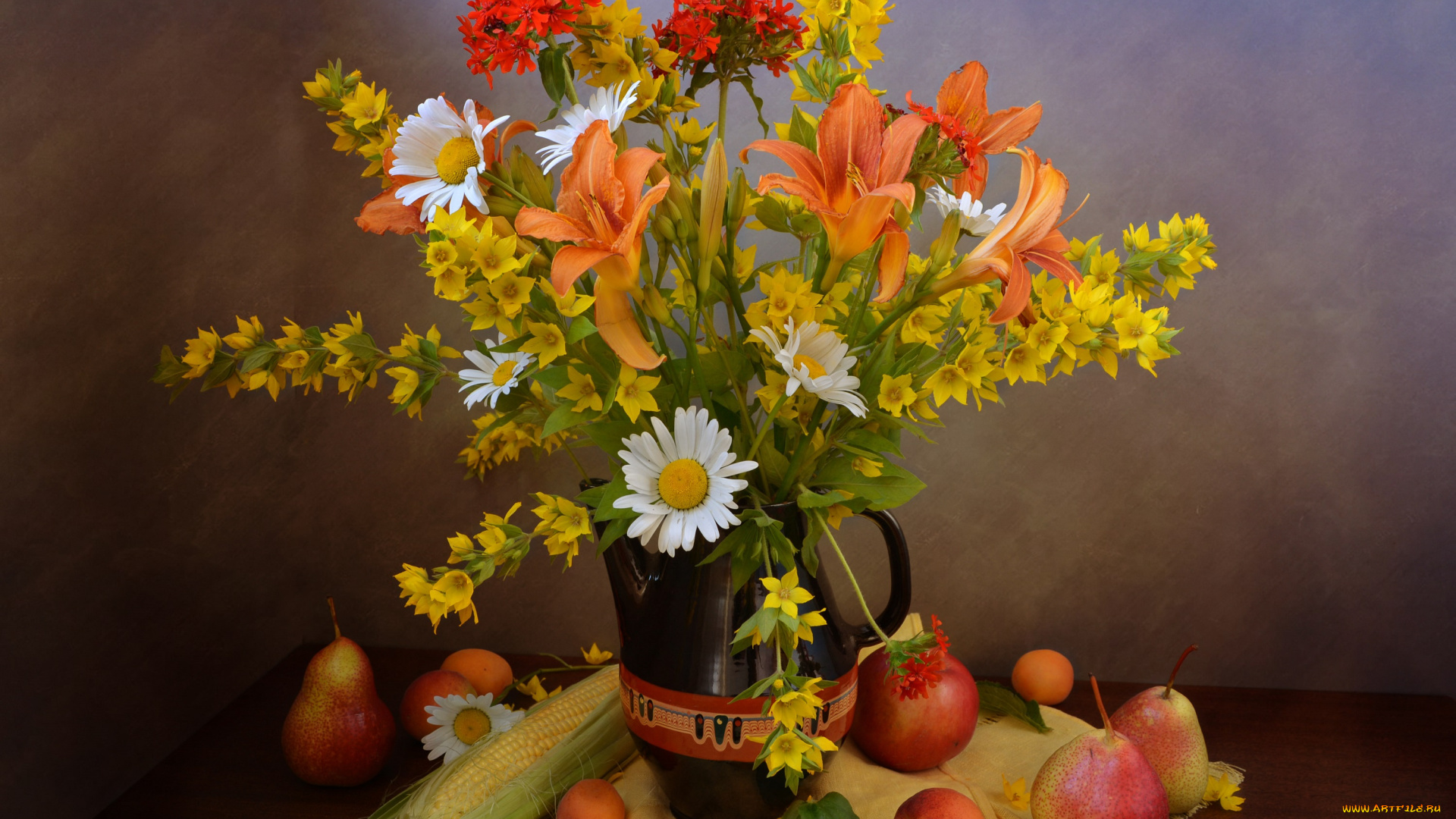 еда, натюрморт, композиция, букет, фрукты, лето