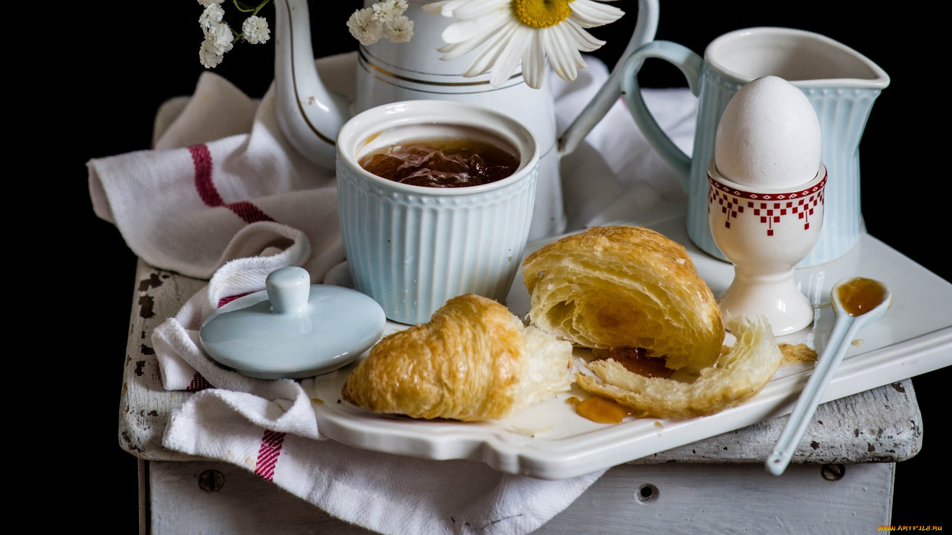 еда, пирожные, , кексы, , печенье, яйцо, цветы, круасан, джем