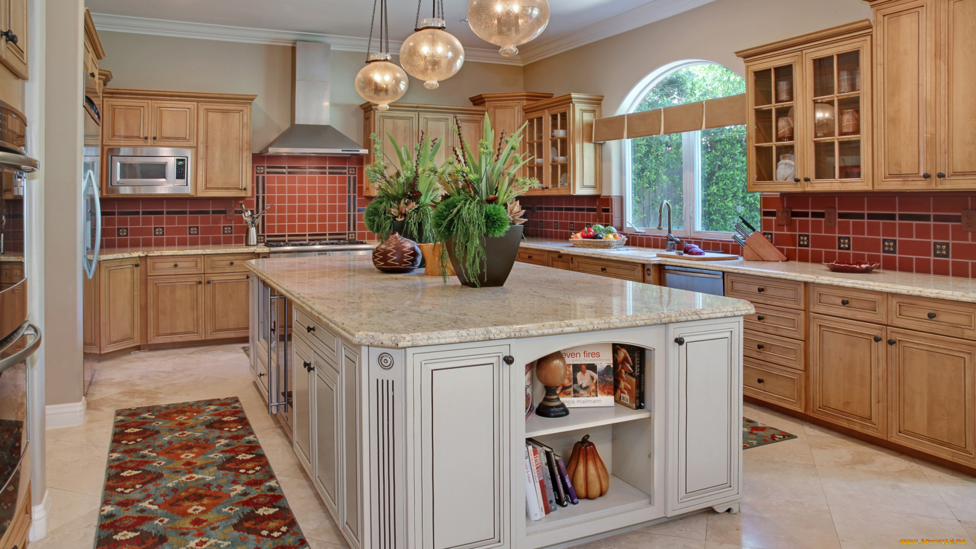 интерьер, кухня, стулья, стол, цветы