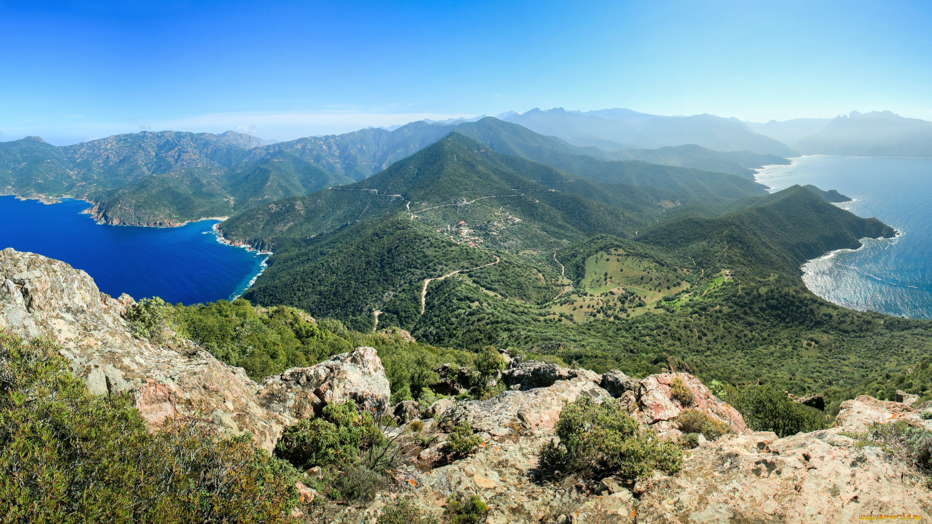 природа, побережье, океан, горы