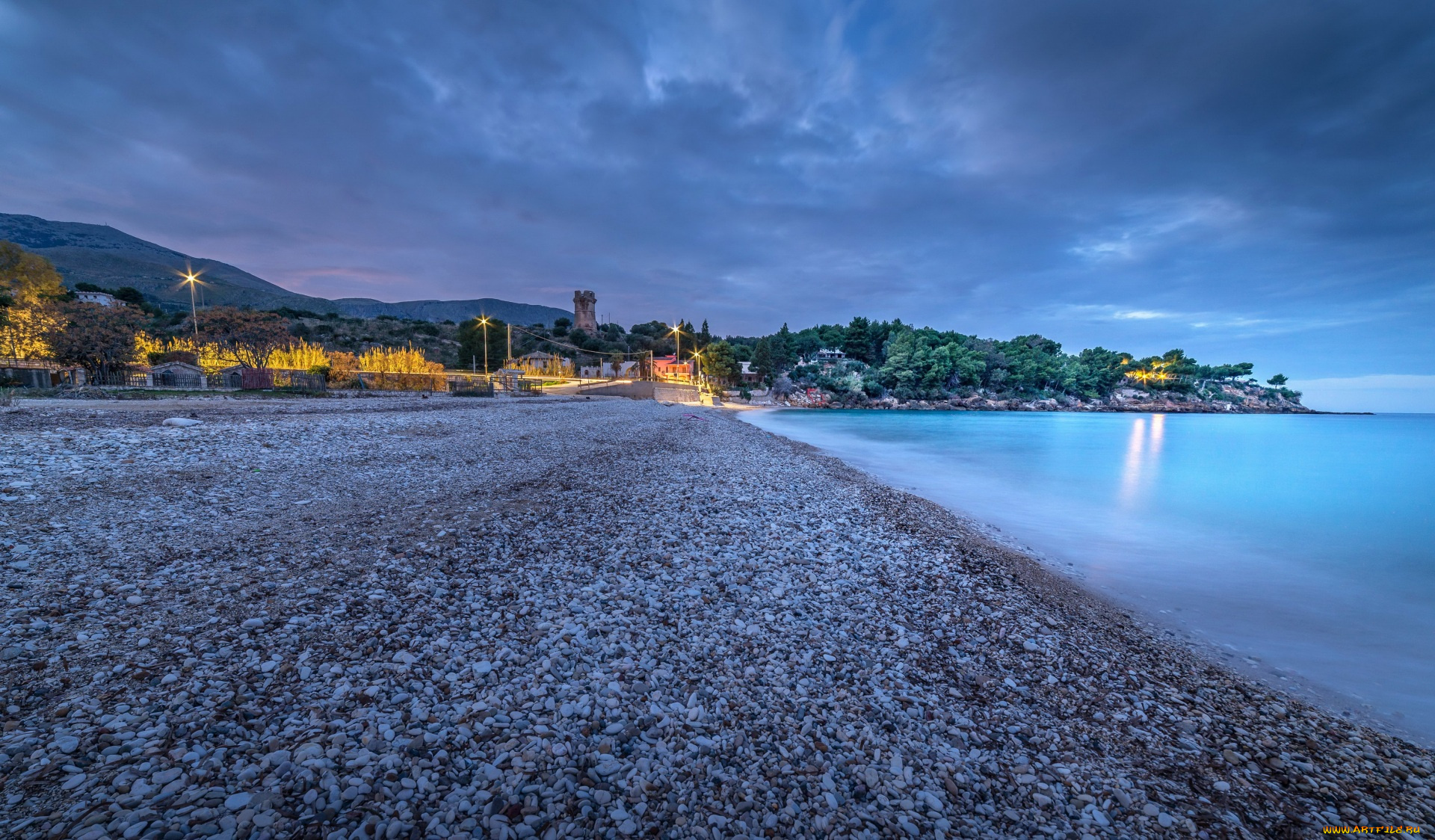 италия, города, -, пейзажи, облака, горы, здания, водоем, камни, фонари